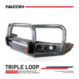 Triton MR 2019-On 707-01A Alloy Falcon Bull Bar Triple Loops Package (LED Foglight) - SKU MCC-02011-701AWFOGUP