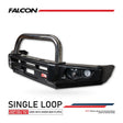 Hilux KUN26R 2012-2015 707-01 Falcon Bull Bar Single Stainless Loops Package (LED Foglight) - SKU MCC-01015-701SSLFOGUP