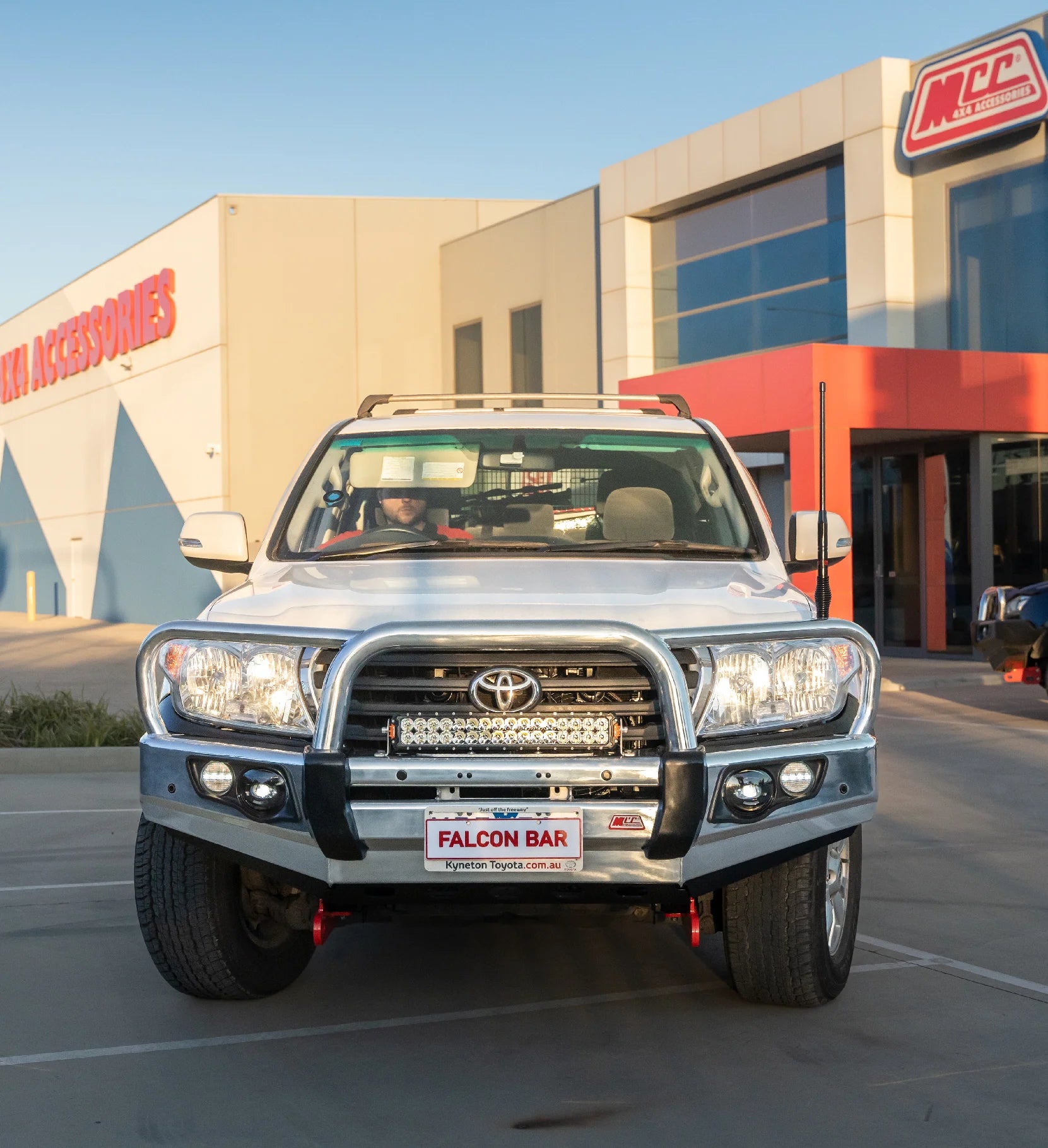 Land Cruiser 200 Series Prefacelift 2007-2015 707-01A Alloy Falcon Bull Bar Triple Loops Package (LED Foglight) - SKU MCC-01008-701AWFOGUP