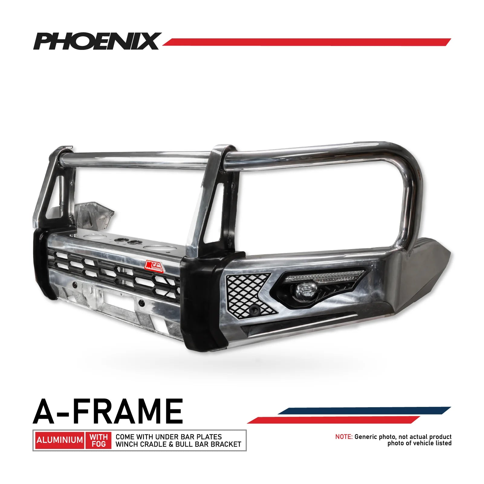Land Cruiser 300 Series 2022-On 808-01A Alloy Phoenix Bull Bar Triple Loops Package - SKU MCC-01023-802AWUP