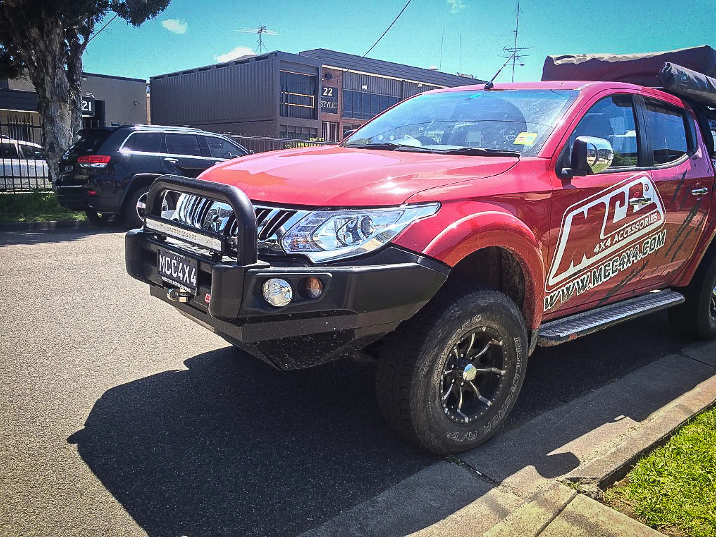 Triton MQ 2015-2019 707-01 Falcon Bull Bar Single Black Loops Package (LED Foglight) - SKU MCC-02008-701SBLFOGUP