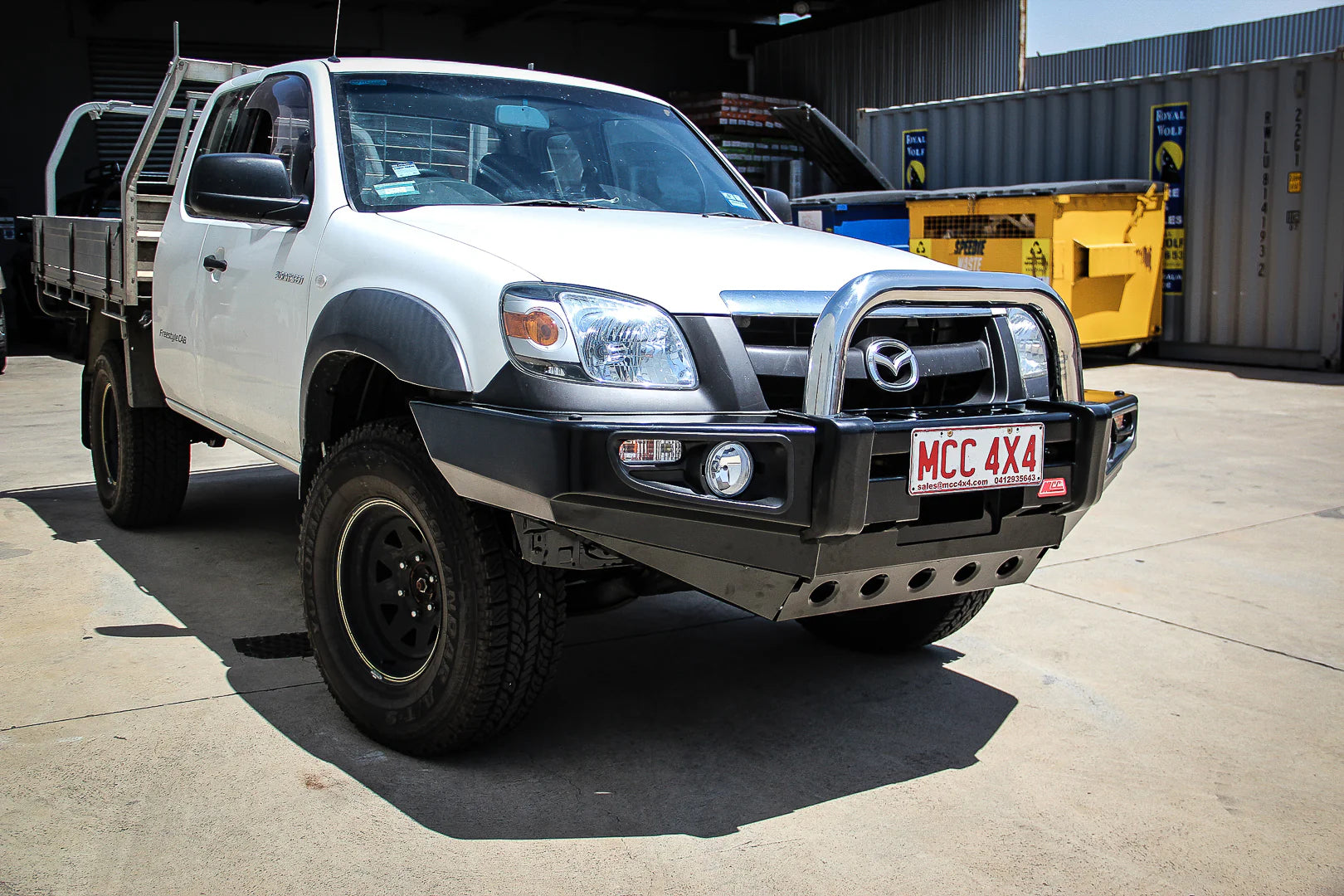 BT50 UN 2006-2011 707-01 Falcon Bull Bar Single Stainless Loops Package (LED Foglight) - SKU MCC-06001-701SSLFOGUP