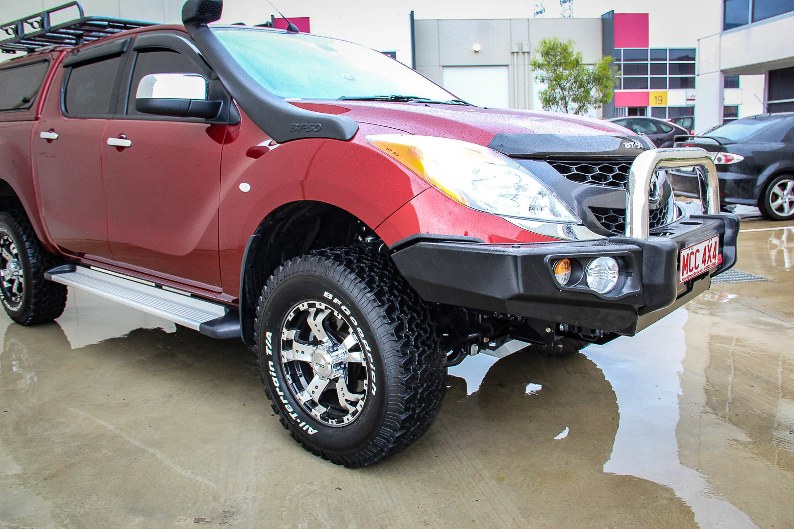 BT50 UP UR 2012-2020 707-01 Flacon Bull Bar Single Stainless Loops Package (LED Foglight) - SKU MCC-06002-701SSLFOGUP