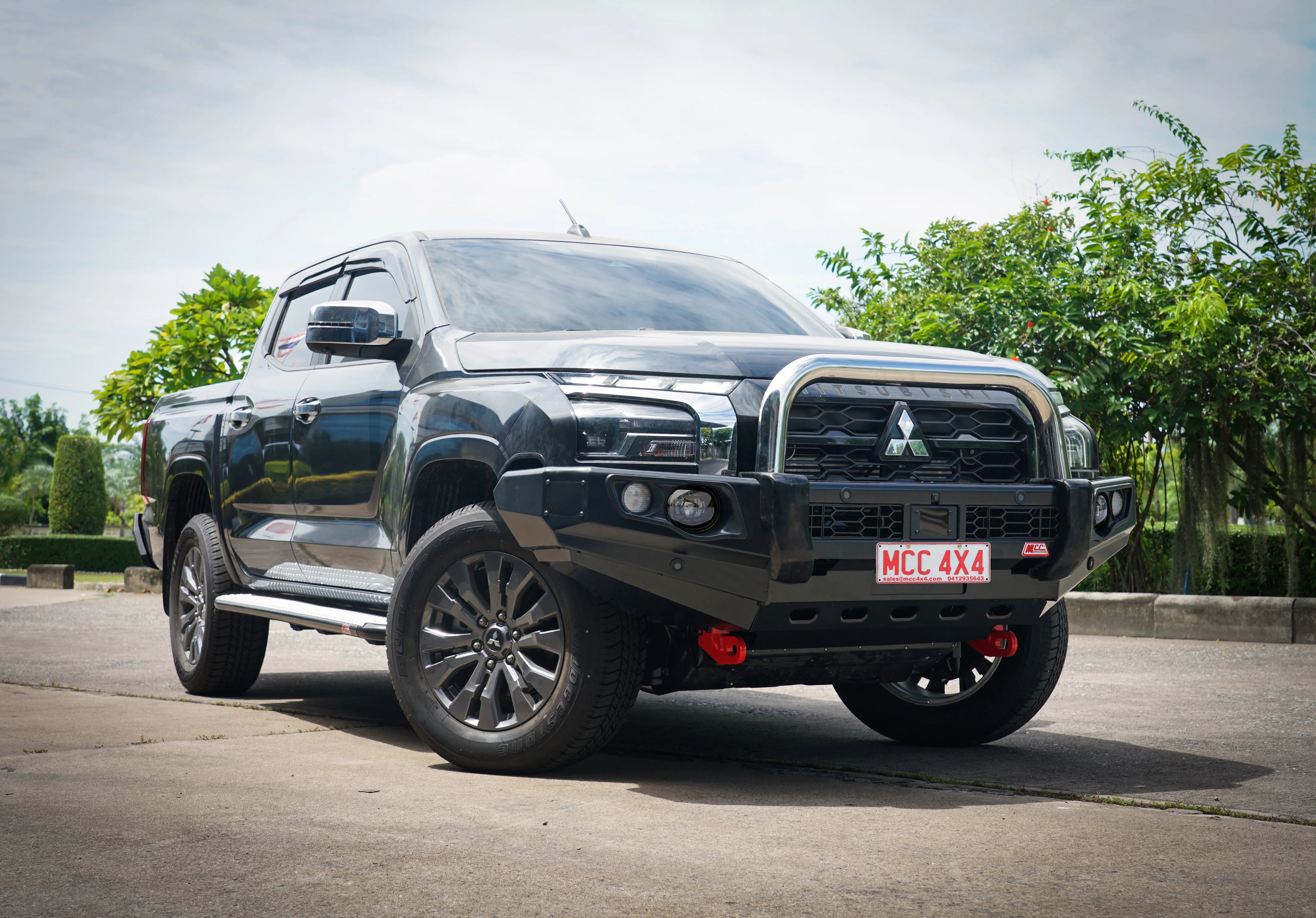 Triton MV 2024-On 707-01 Falcon Bull Bar Single Stainless Loops Package (LED Foglight) - SKU MCC-02013-701SSLFOGUP