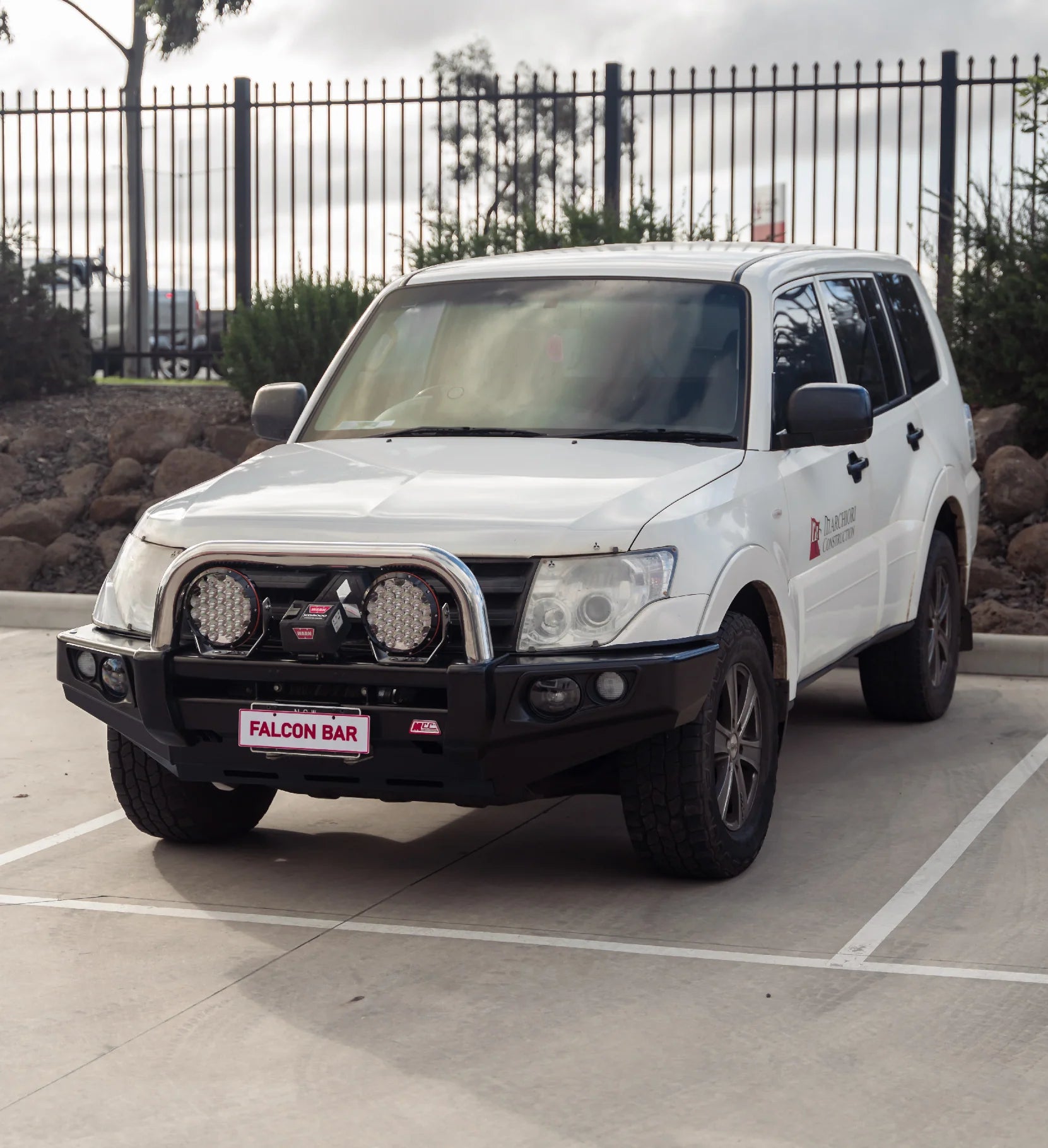 Pajero NS,NX,NT,NW 2006-2021 707-01 Falcon Bull Bar Single Stainless Loops Package (LED Foglight) - SKU MCC-02004-701SSLFOGUP