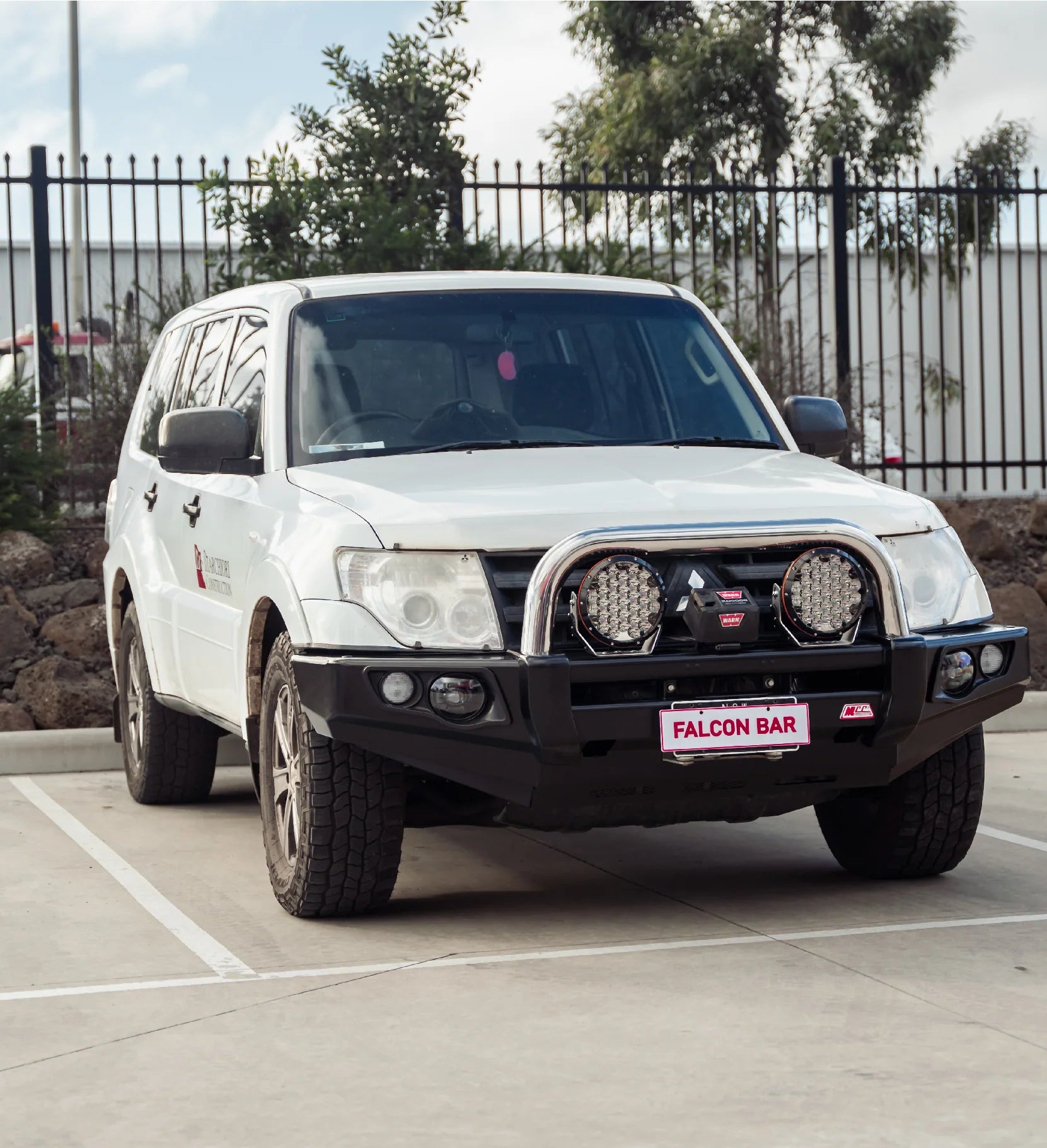 Pajero NS,NX,NT,NW 2006-2021 707-01 Falcon Bull Bar Single Stainless Loops Package (LED Foglight) - SKU MCC-02004-701SSLFOGUP