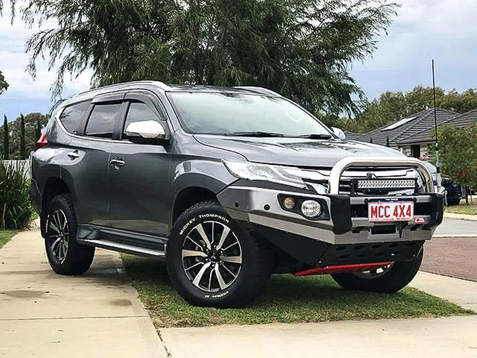 Pajero Sport QE 2015-2020 707-01 Falcon Bull Bar Single Stainless Loop Package (LED Foglight) - SKU MCC-02010-701SSLFOGUP