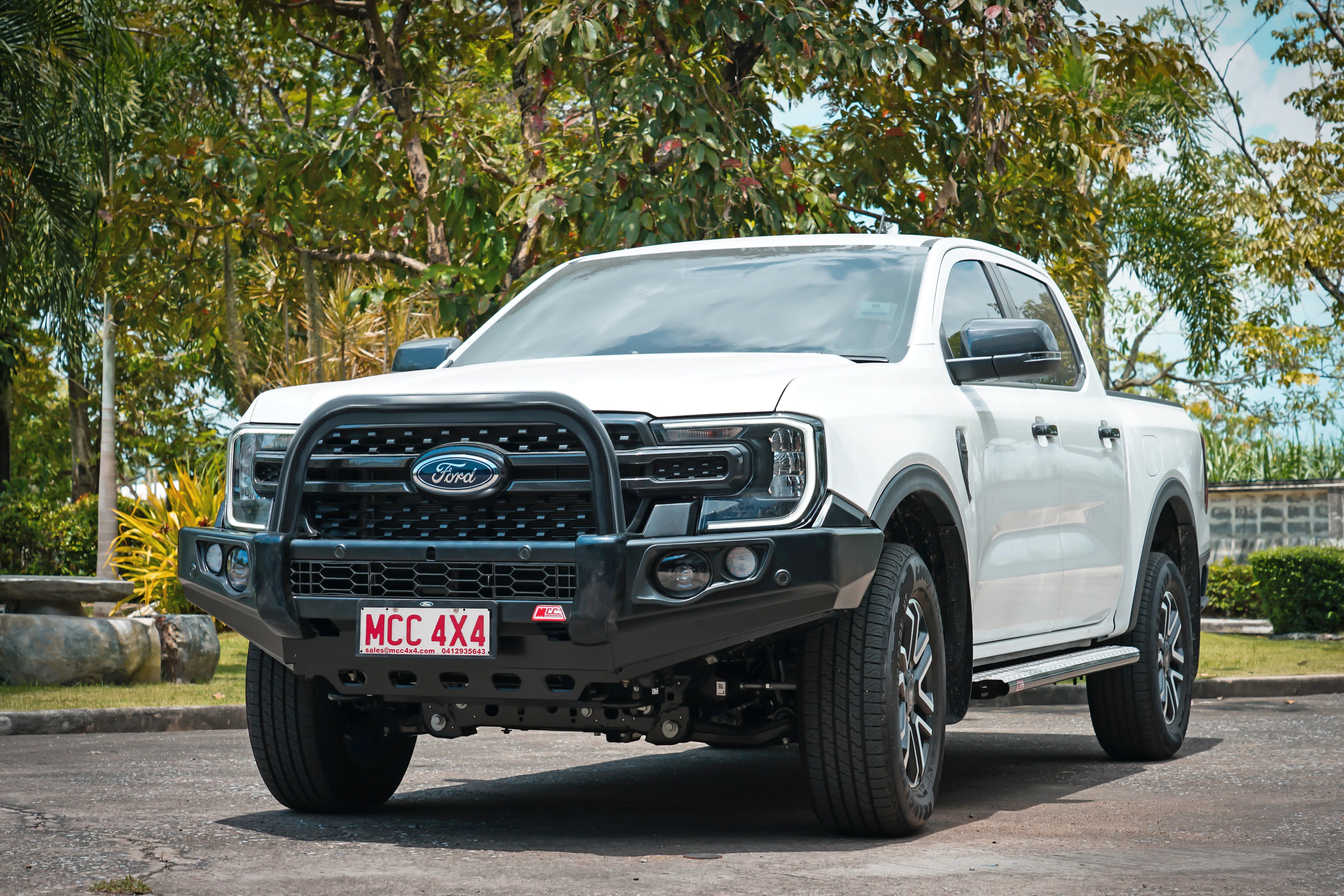 Next-Gen Ranger/Everest 2022-On 707-01 Flacon Bull Bar Single Black Loops Package (LED Foglight) - SKU MCC-05010-701SBLFOGUP