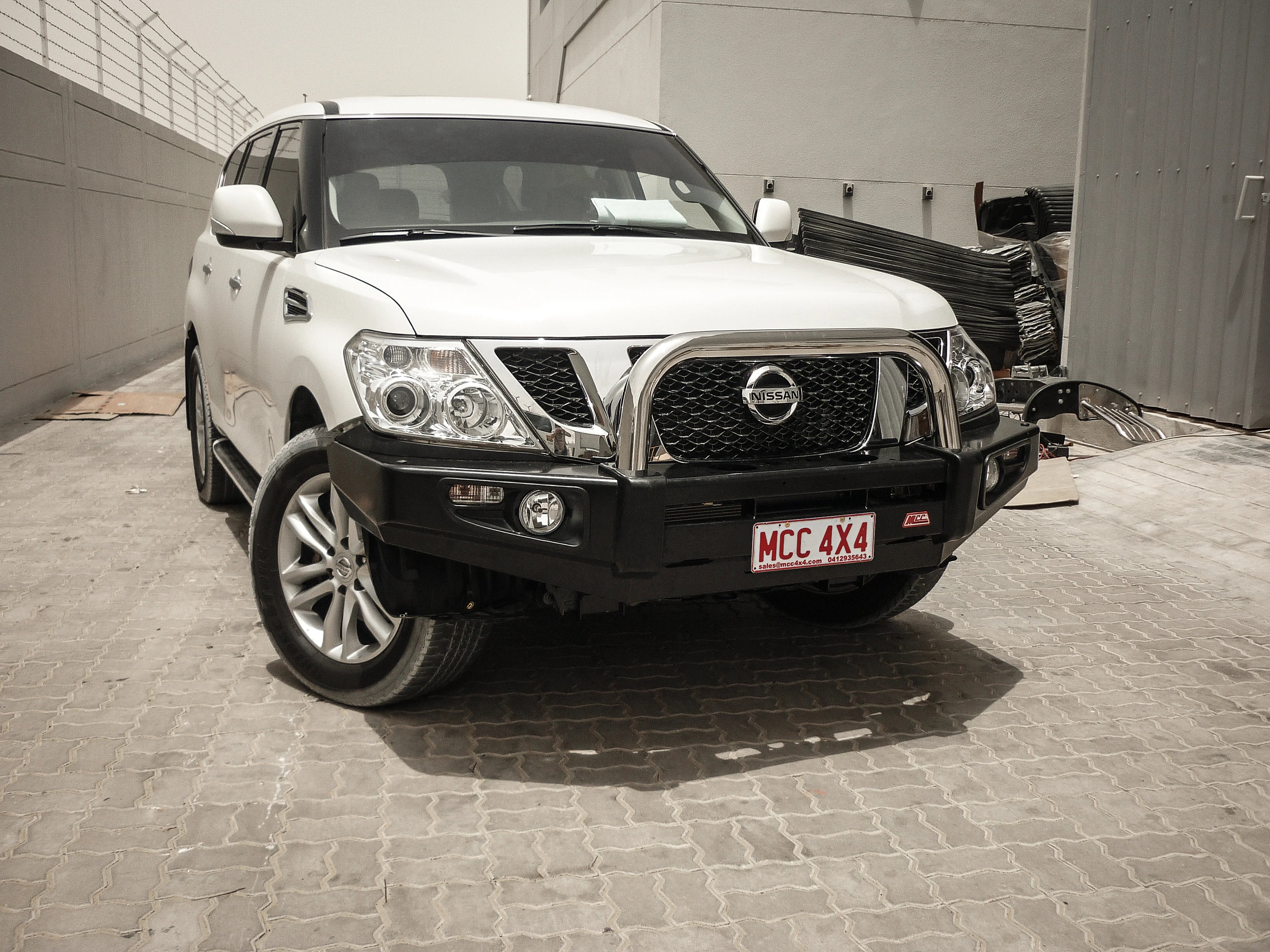 GU Patrol Y62 2010-2019 707-01 Falcon Bull Bar Single Stainless Loops (LED Foglight) - SKU MCC-03005-701SSLFOGUP