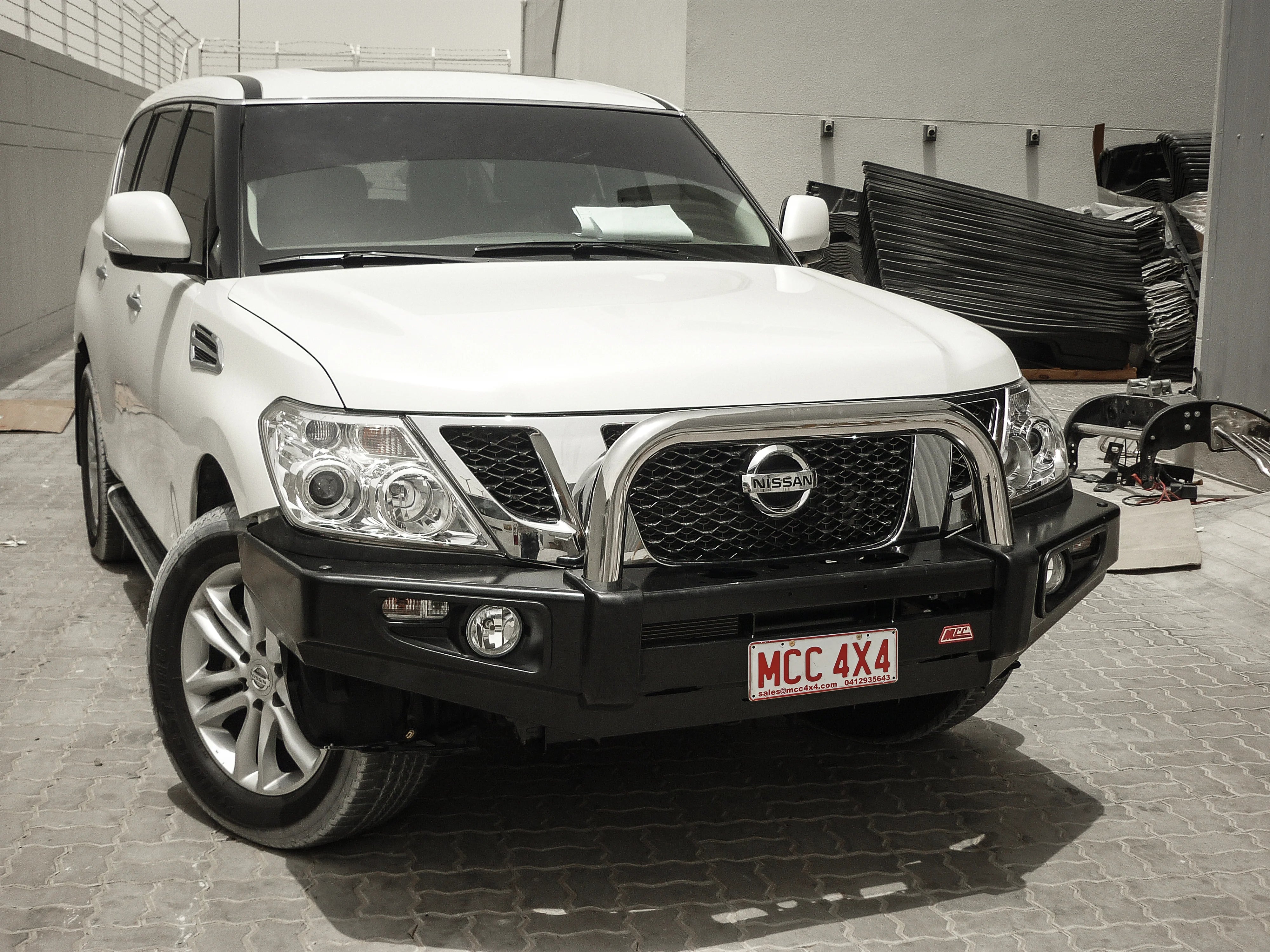 GU Patrol Y62 2010-2019 707-01 Falcon Bull Bar Single Stainless Loops (LED Foglight) - SKU MCC-03005-701SSLFOGUP