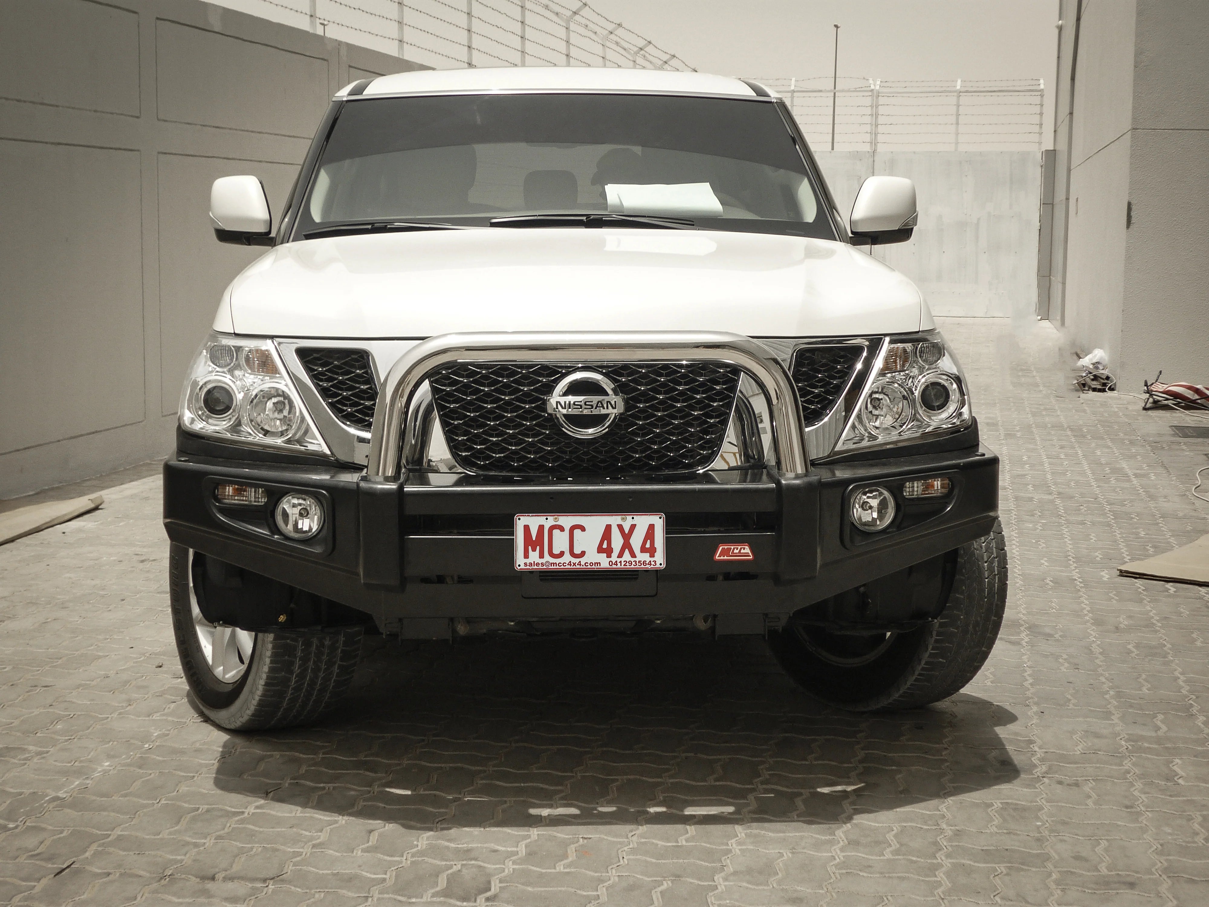 GU Patrol Y62 2010-2019 707-01 Falcon Bull Bar Single Stainless Loops (LED Foglight) - SKU MCC-03005-701SSLFOGUP