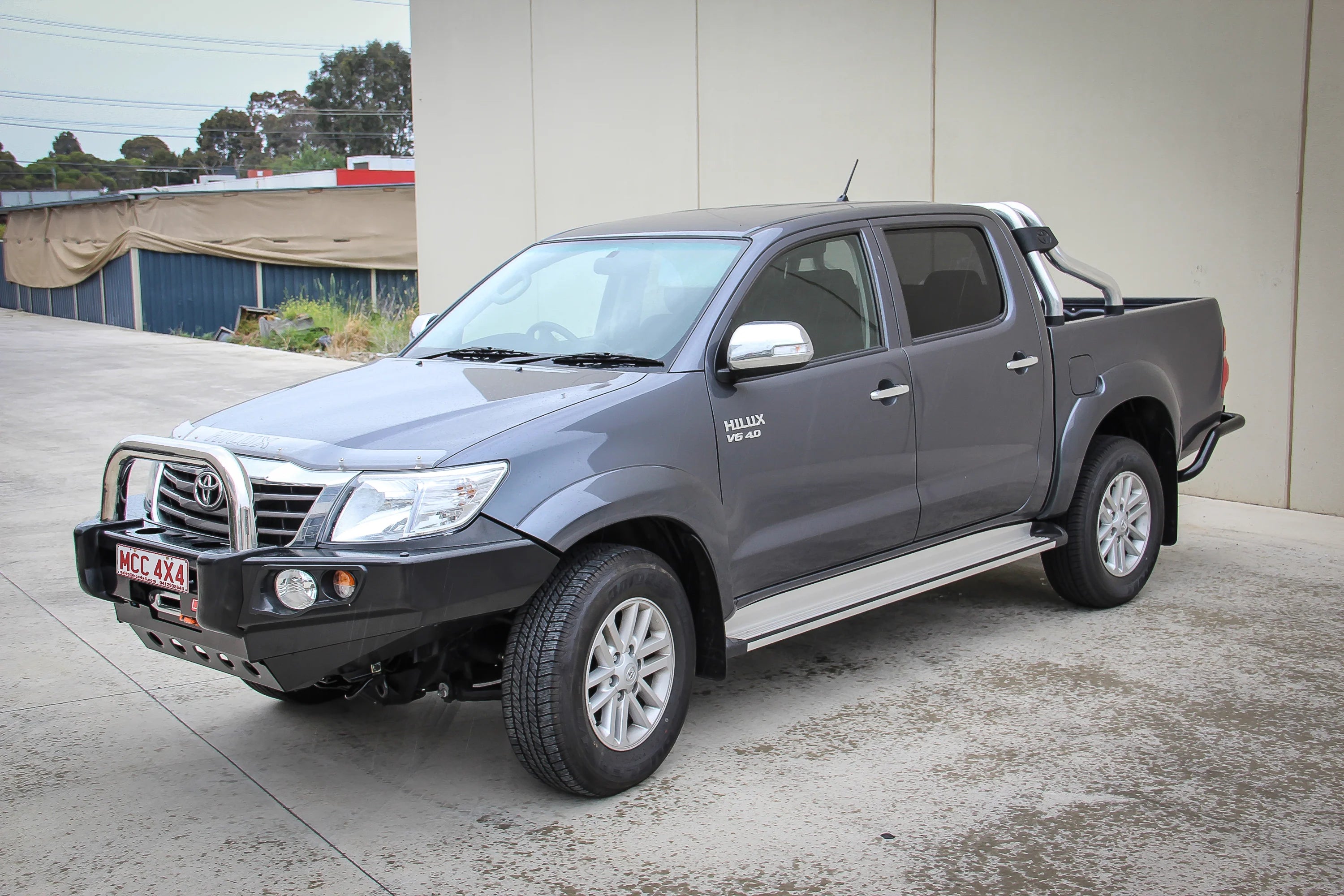 Hilux KUN26R 2012-2015 707-01 Falcon Bull Bar Single Stainless Loops Package (LED Foglight) - SKU MCC-01015-701SSLFOGUP