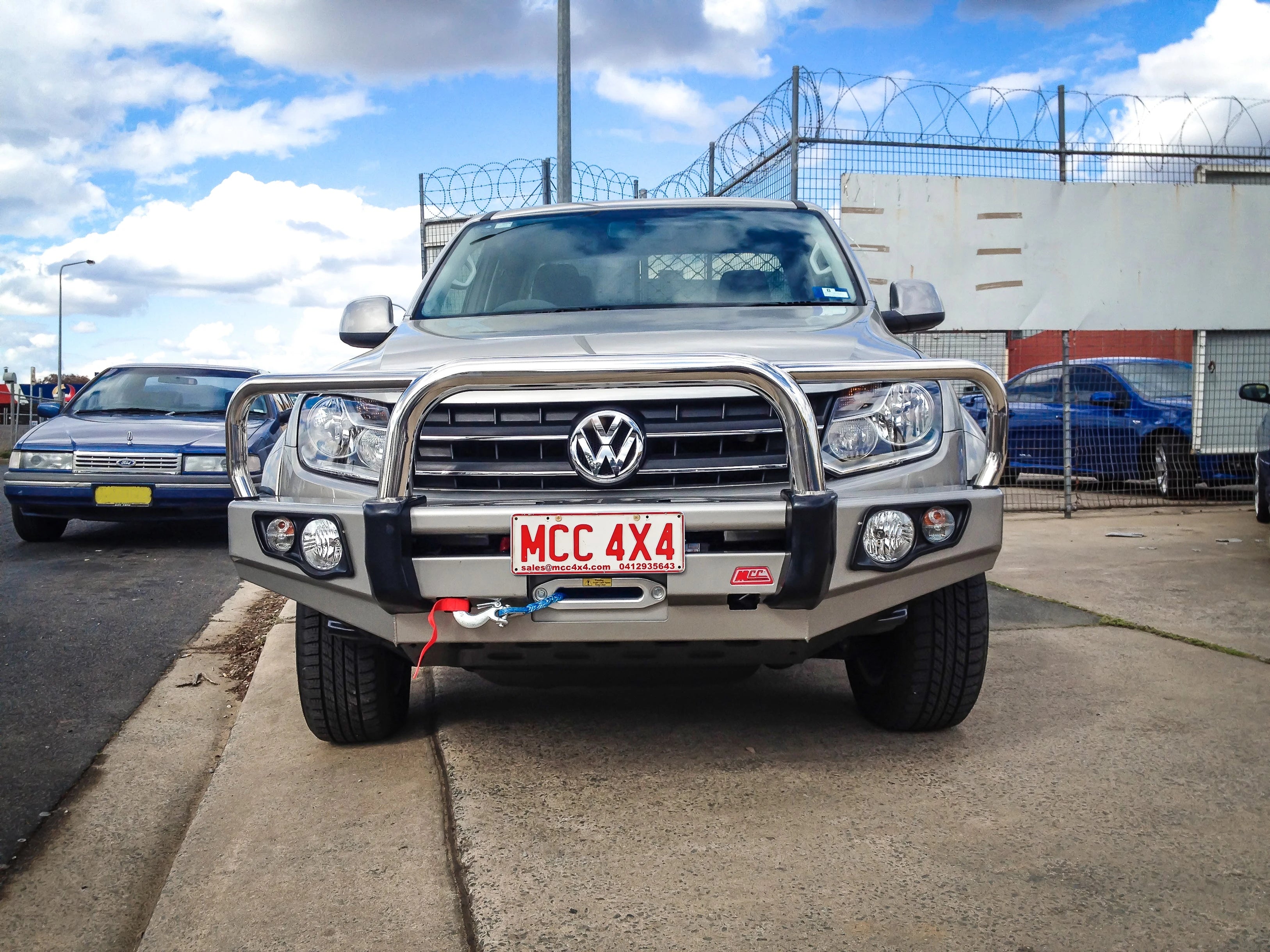 Amarok 2011-2022 707-01 Falcon Bull Bar Triple Stainless Loops Package (LED Foglight) - SKU MCC-04001-701FOGUP
