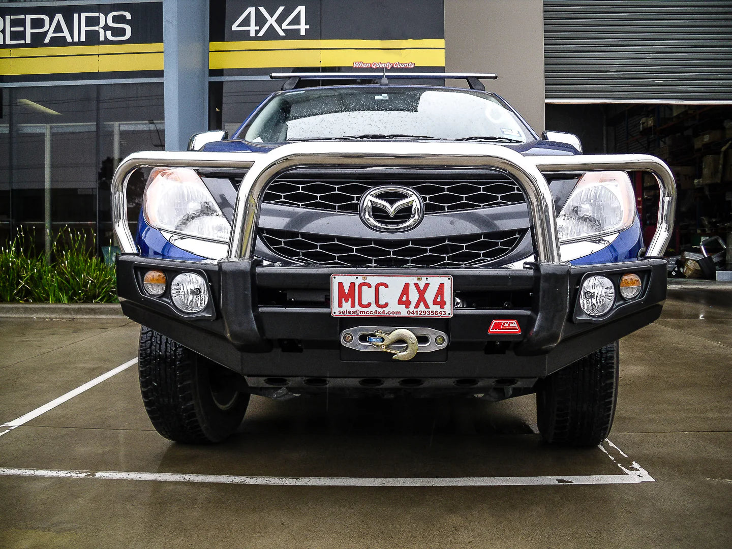 BT50 UP UR 2012-2020 707-01 Falcon Bull Bar Triple Stainless Loop Package (LED Foglight) - SKU MCC-06002-701FOGUP