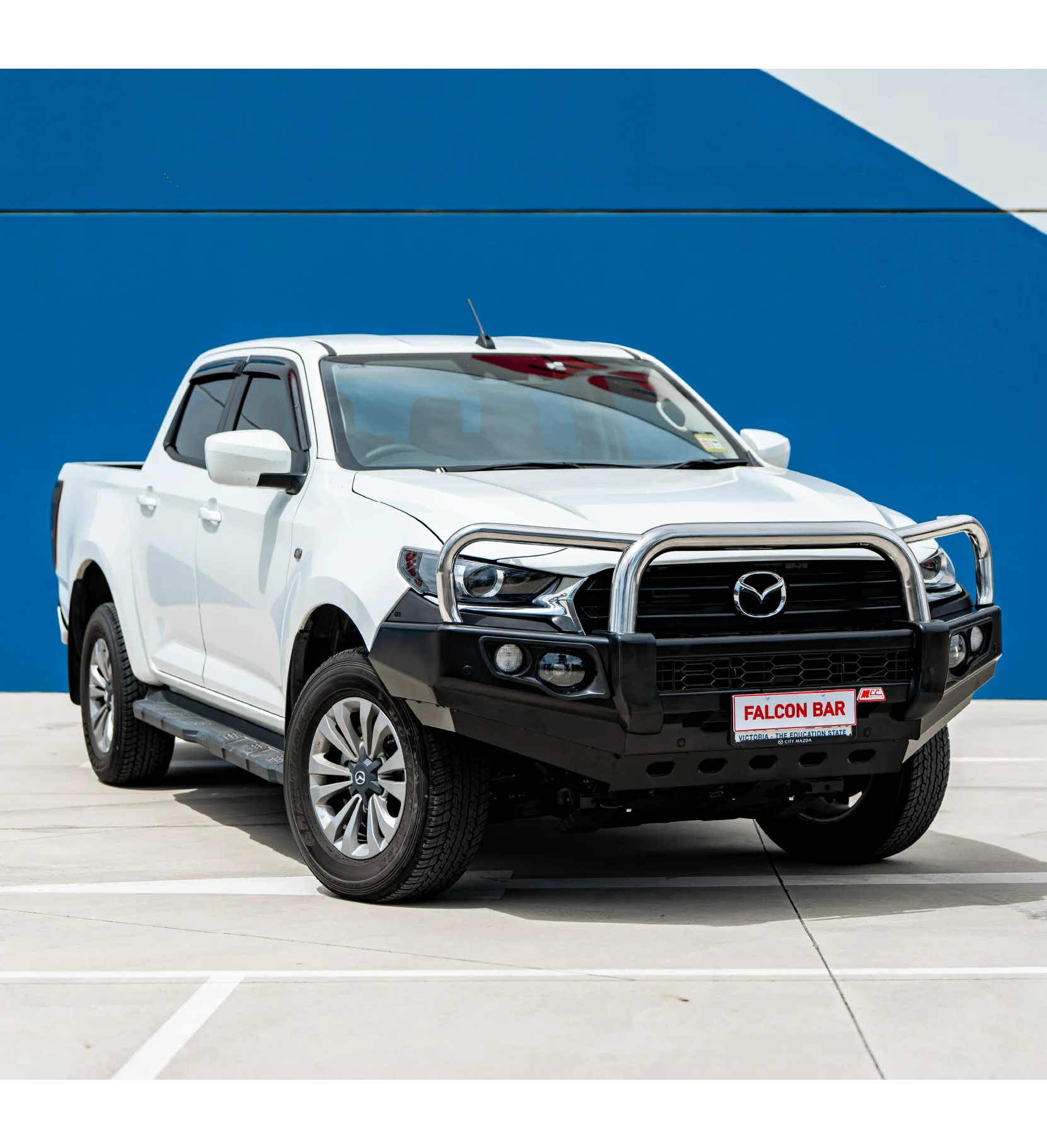 BT50 FT 2021-On 707-01 Falcon Bull Bar Triple Stainless Loop Package (LED Foglight)- SKU MCC-06004-701FOGUP