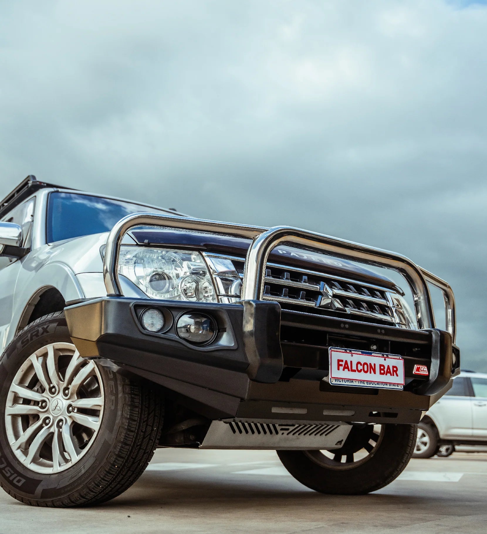 Pajero NS,NX,NT,NW 2006-2021 707-01 Falcon Bull Bar Triple Stainless Loops Package (LED Foglight) - SKU MCC-02004-701FOGUP