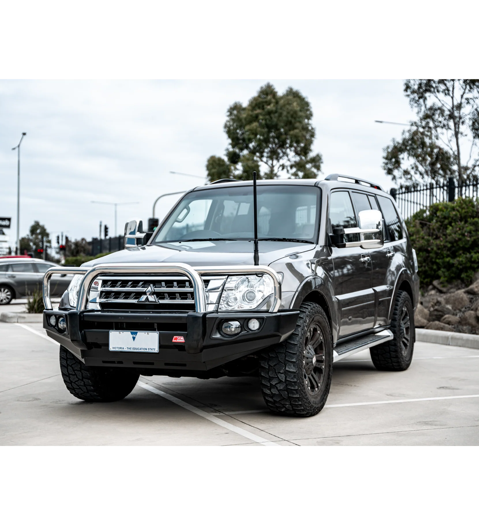 Pajero NS,NX,NT,NW 2006-2021 707-01 Falcon Bull Bar Triple Stainless Loops Package (LED Foglight) - SKU MCC-02004-701FOGUP