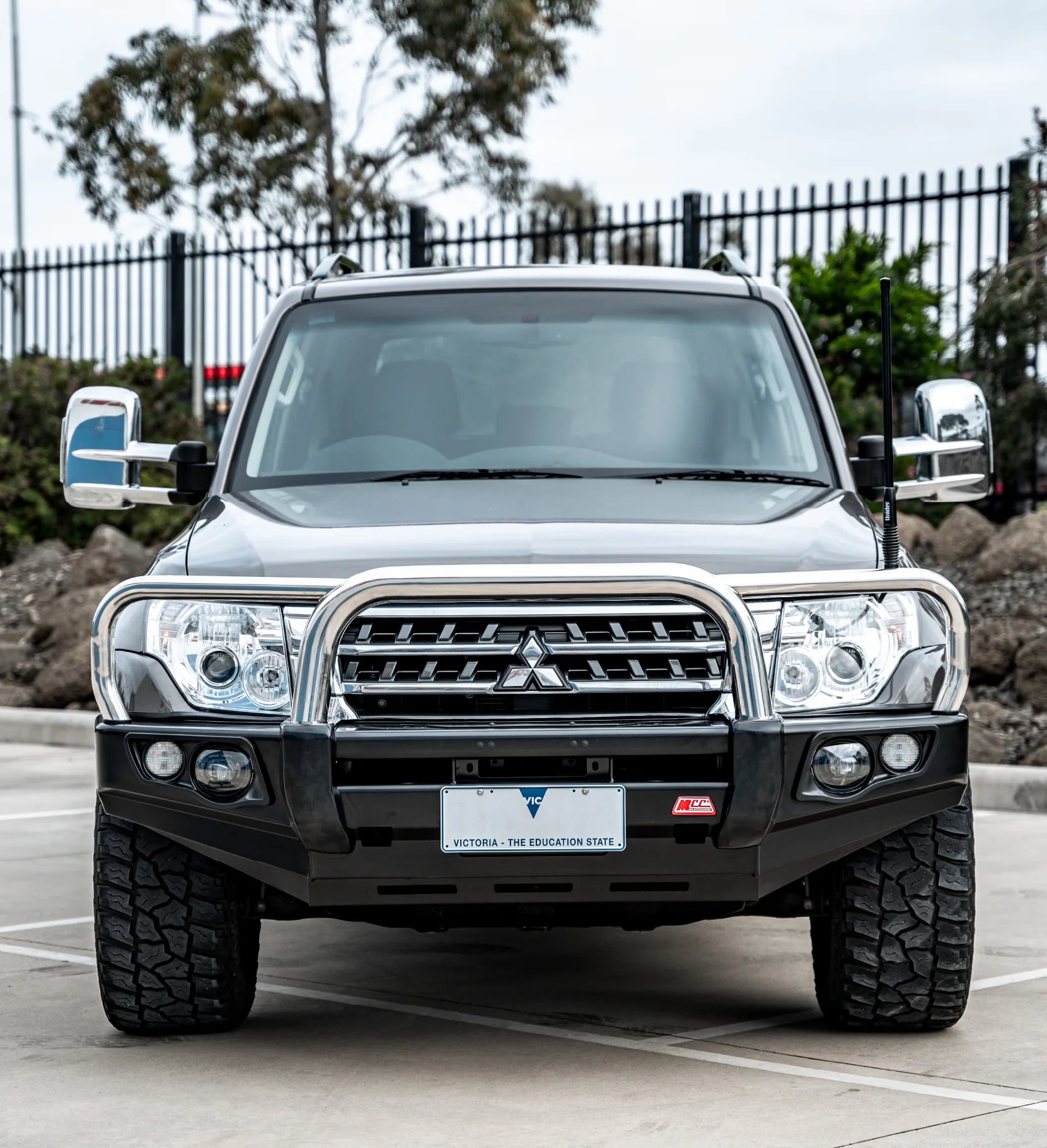 Pajero NS,NX,NT,NW 2006-2021 707-01 Falcon Bull Bar Triple Stainless Loops Package (LED Foglight) - SKU MCC-02004-701FOGUP