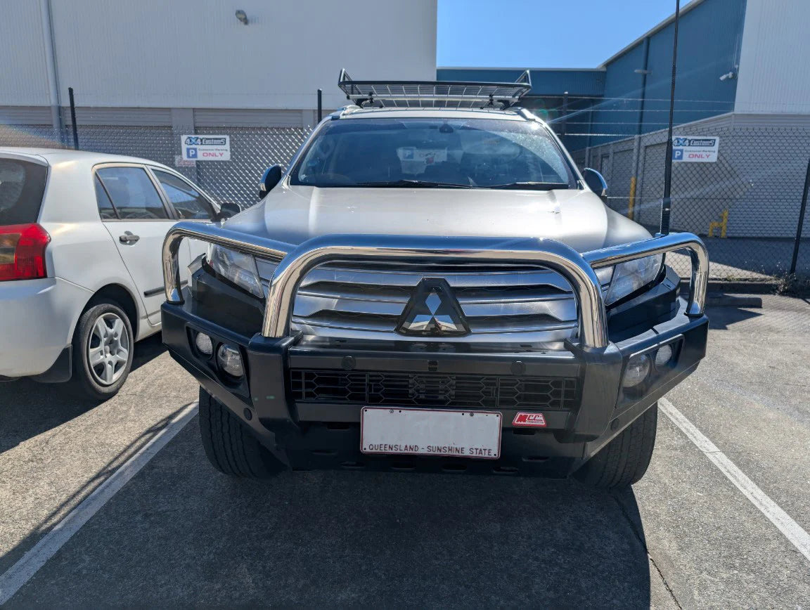 Pajero Sport QF 2020-On 707-01 Falcon Bull Bar Triple Stainless Loops Package (LED Foglight) - SKU MCC-02012-701FOGUP