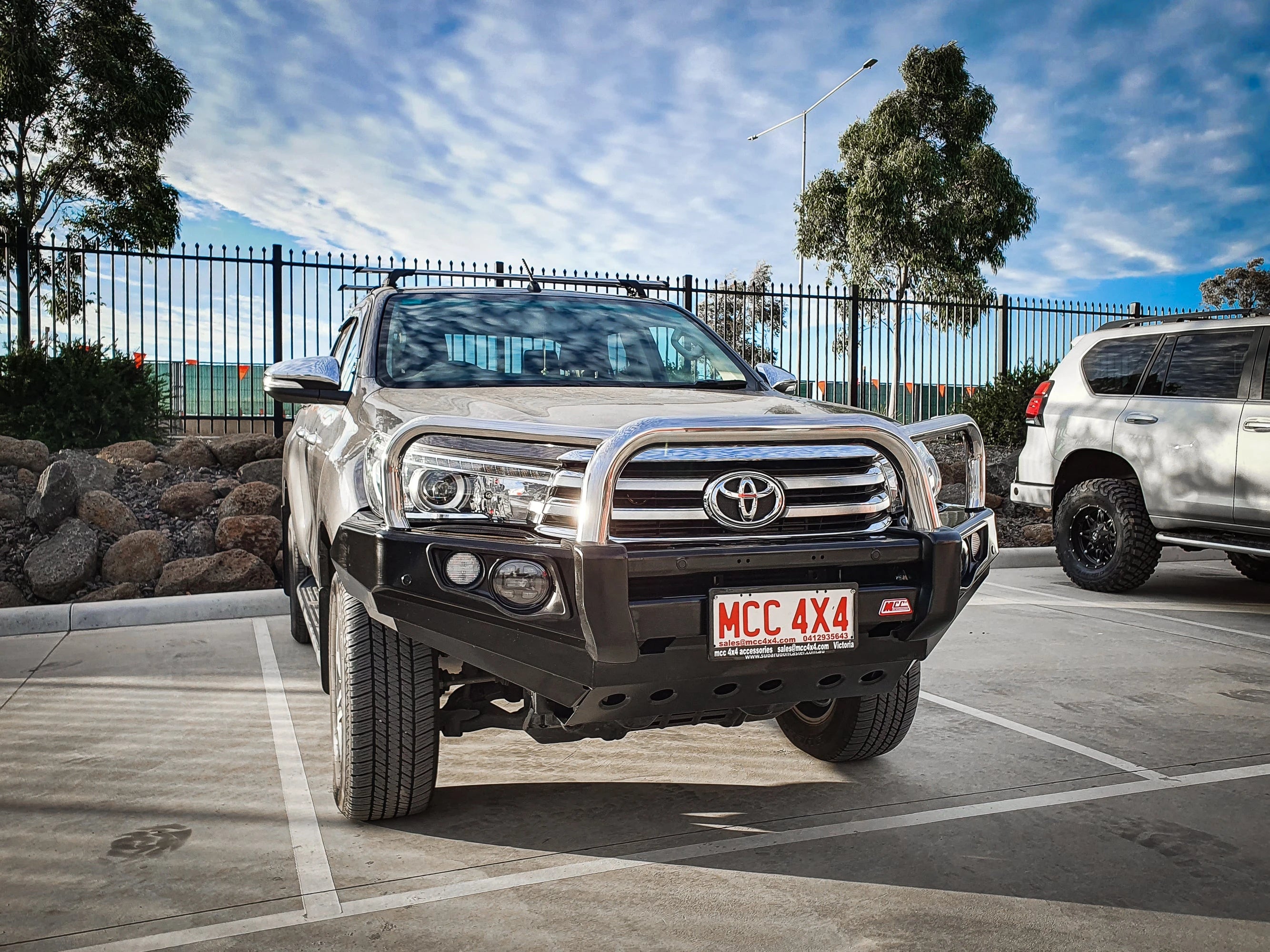 Hilux 2016-2020 Narrow 707-01 Falcon Bull Bar Triple Stainless Loops Package (No Foglight) - SKU MCC-01017-701NUP