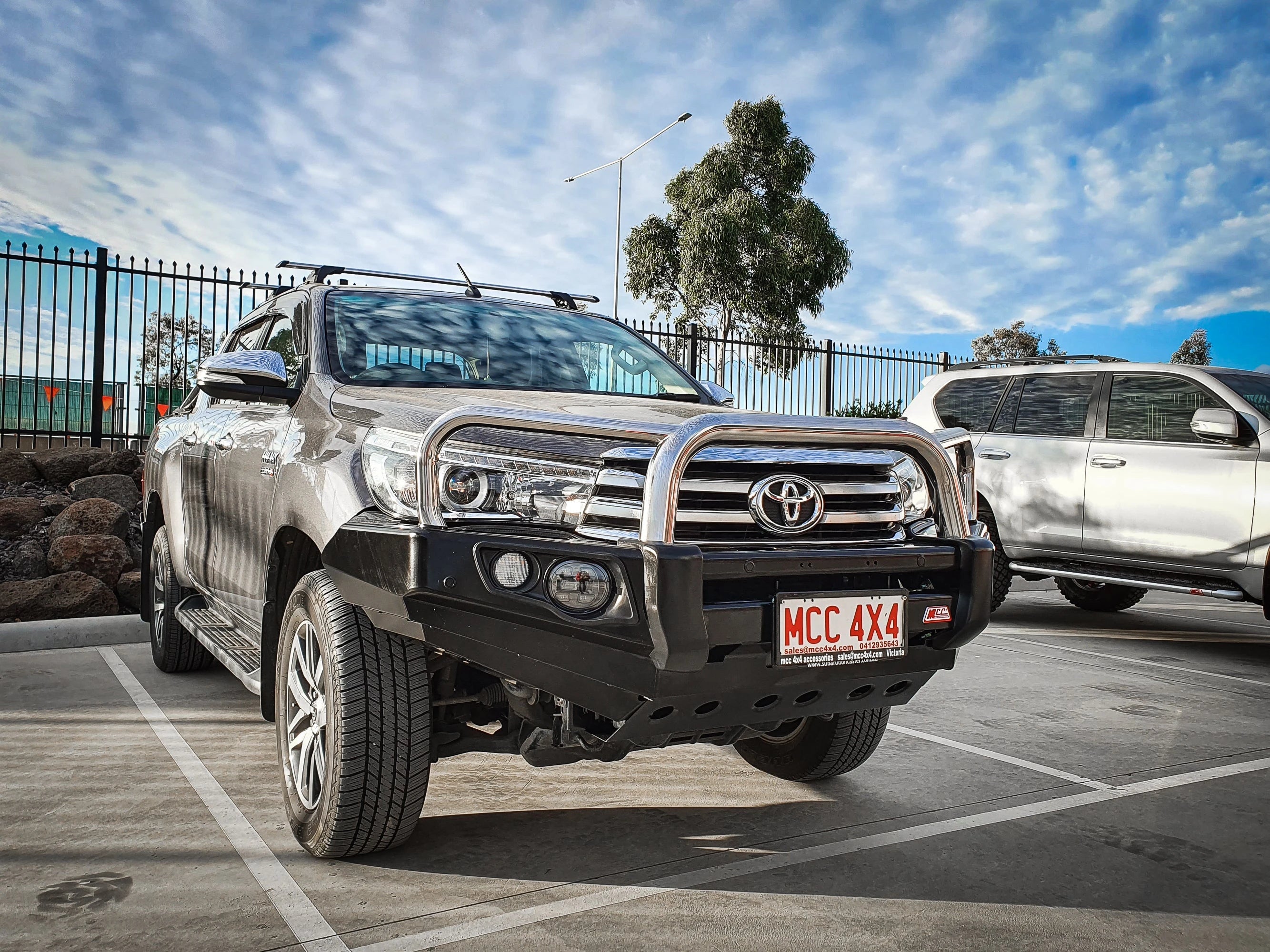 Hilux 2016-2020 Narrow 707-01 Falcon Bull Bar Triple Stainless Loops Package (No Foglight) - SKU MCC-01017-701NUP