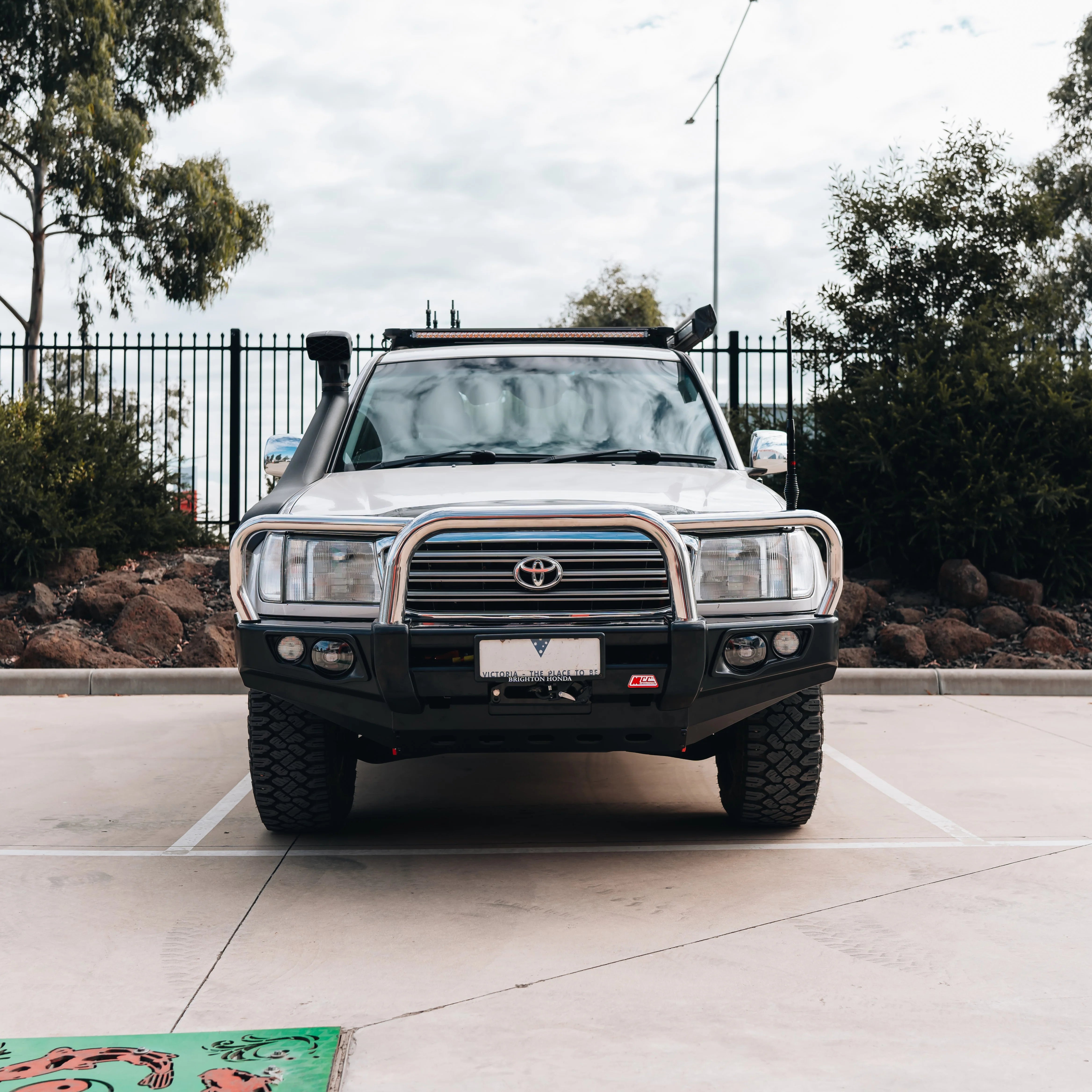 Land Cruiser 100/105 Series 1998-2007 707-01 Falcon Bull Bar Triple Stainless Loops Package (LED Foglight) - SKU MCC-01007-701FOGUP