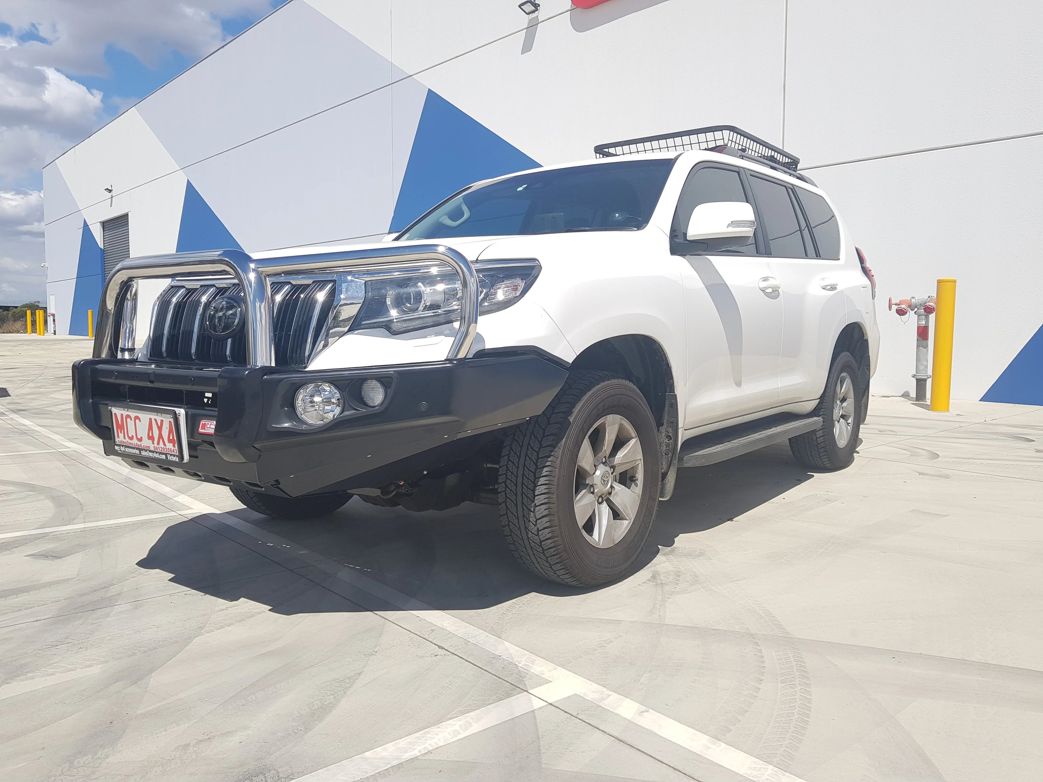 Prado 150 facelift 2017-Current 707-01 Falcon Bull Bar Triple Stainless Loops (LED Foglight) - SKU MCC-01020-701FOGUP