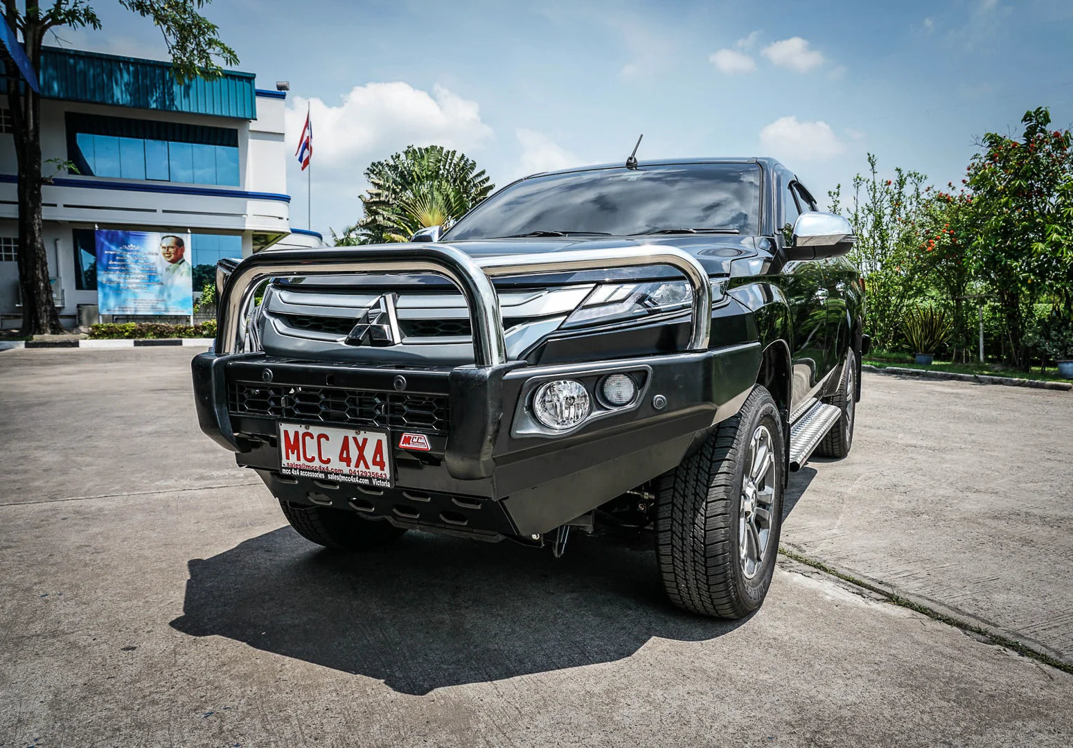 Triton MR 2019-On 707-01 Falcon Bull Bar Triple Stainless Loops Package (LED Foglight) - SKU MCC-02011-701FOGUP