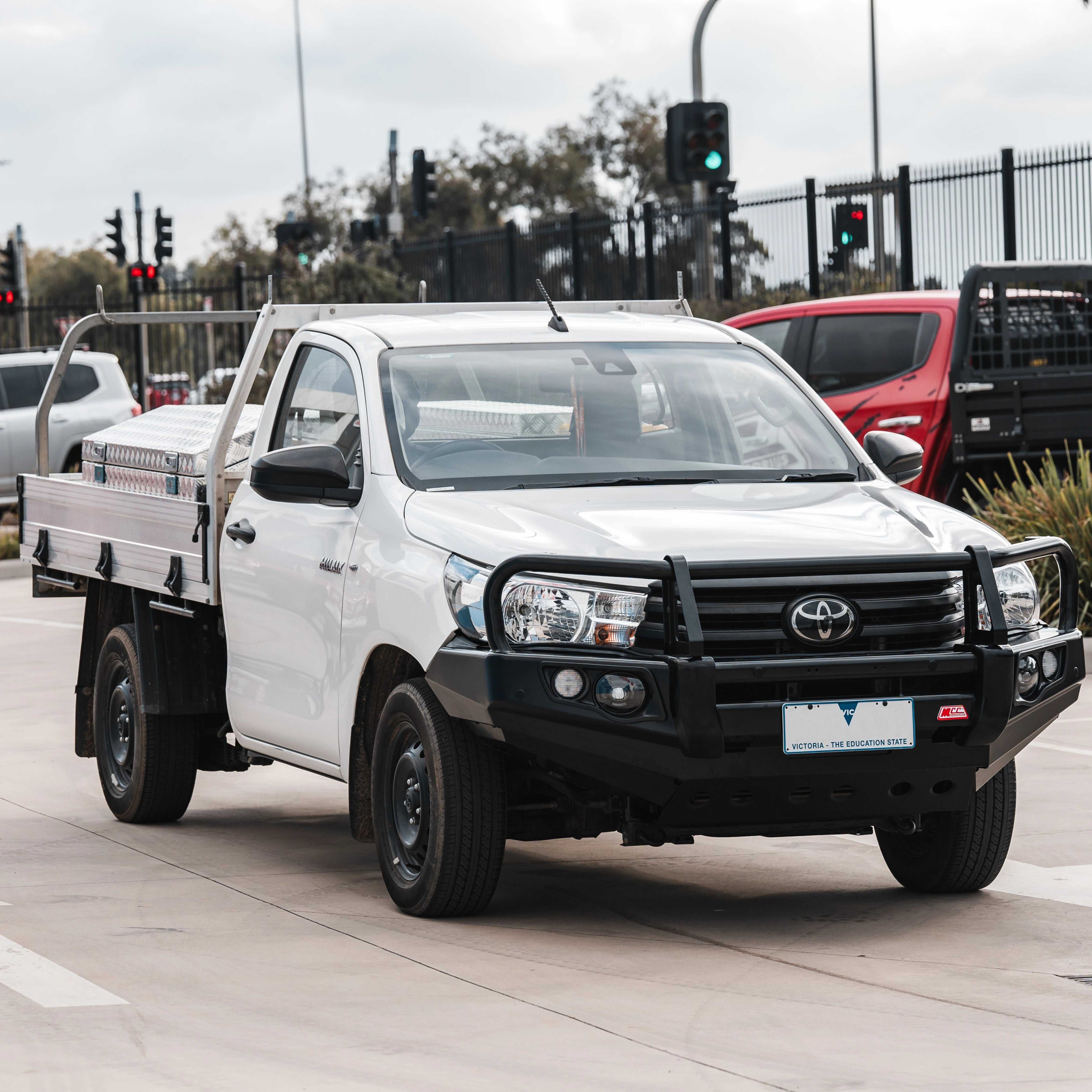 Hilux 2016-2020 Narrow 707-02 Falcon Bull Bar Black A-Frame Package (LED Foglight) - SKU  MCC-01017-702NFOGUP