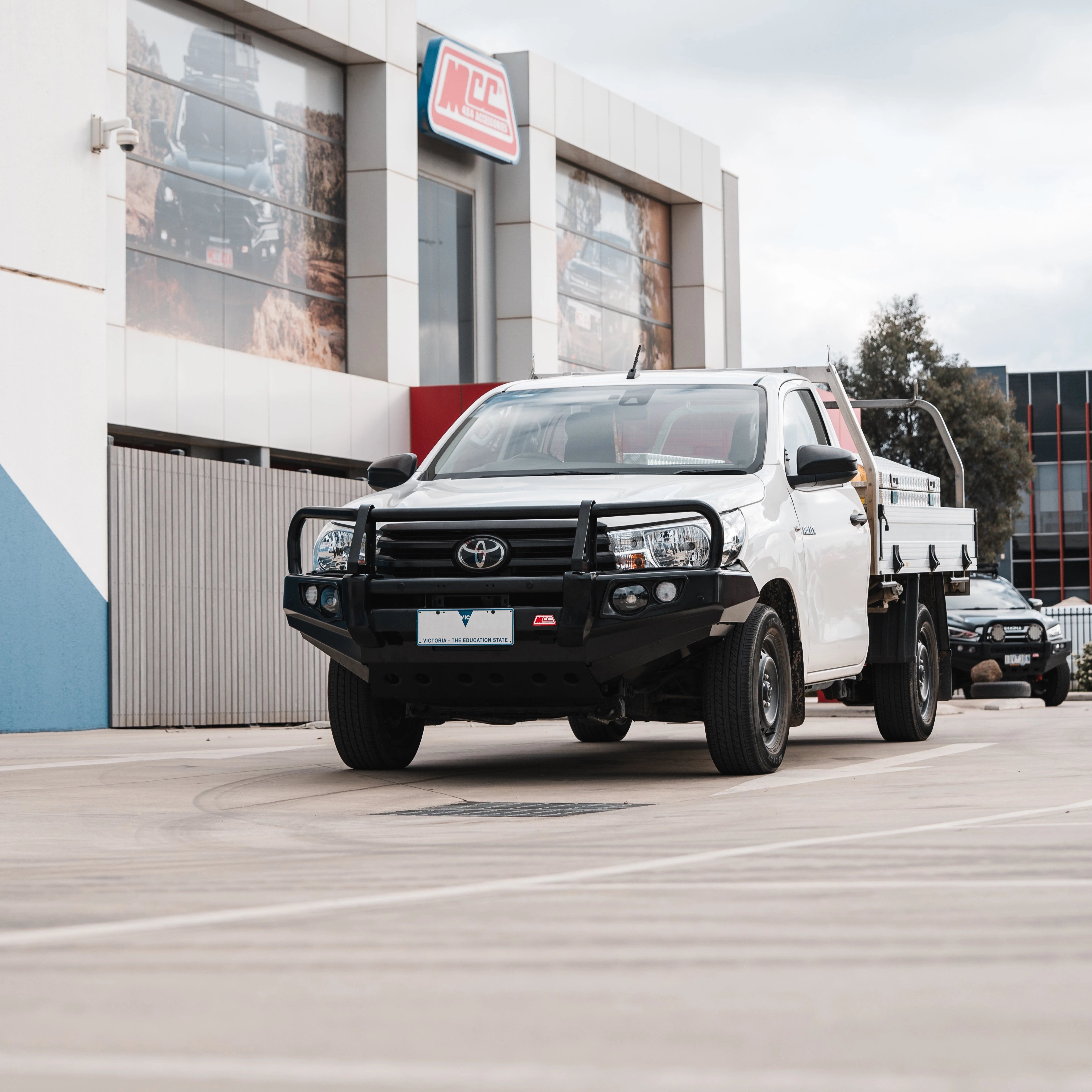 Hilux 2016-2020 Narrow 707-02 Falcon Bull Bar Black A-Frame Package (LED Foglight) - SKU  MCC-01017-702NFOGUP