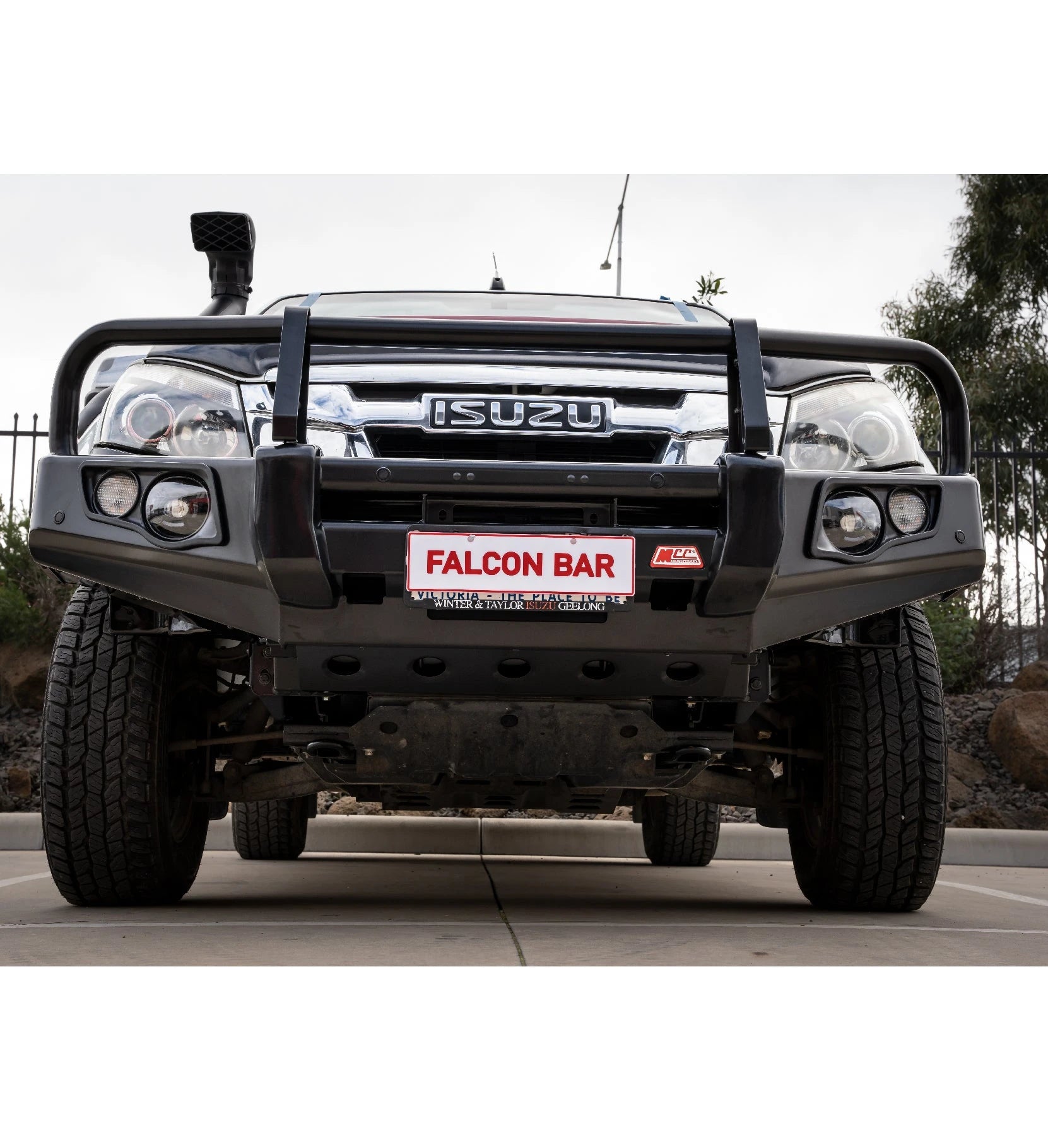 Dmax RT 2012-2016 2wd 707-02 Narrow Falcon Bull Bar A-Frame Package (No Foglight) - SKU MCC-08004-702NUP