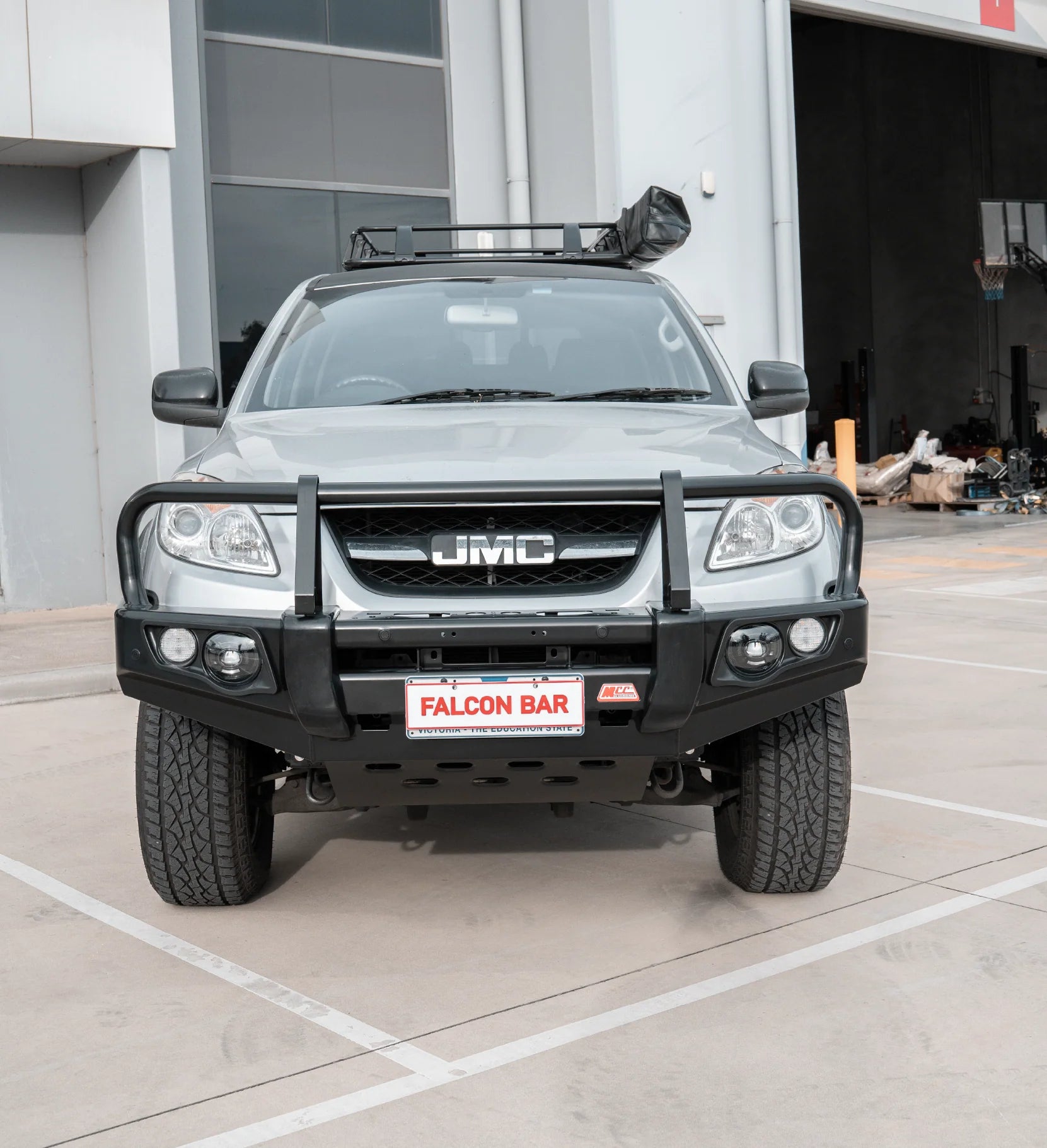 JMC Vigus 2015-On 707-02 Falcon Bull Bar Black A-Frame Package (LED Foglight) - SKU MCC-13001-702FOGUP