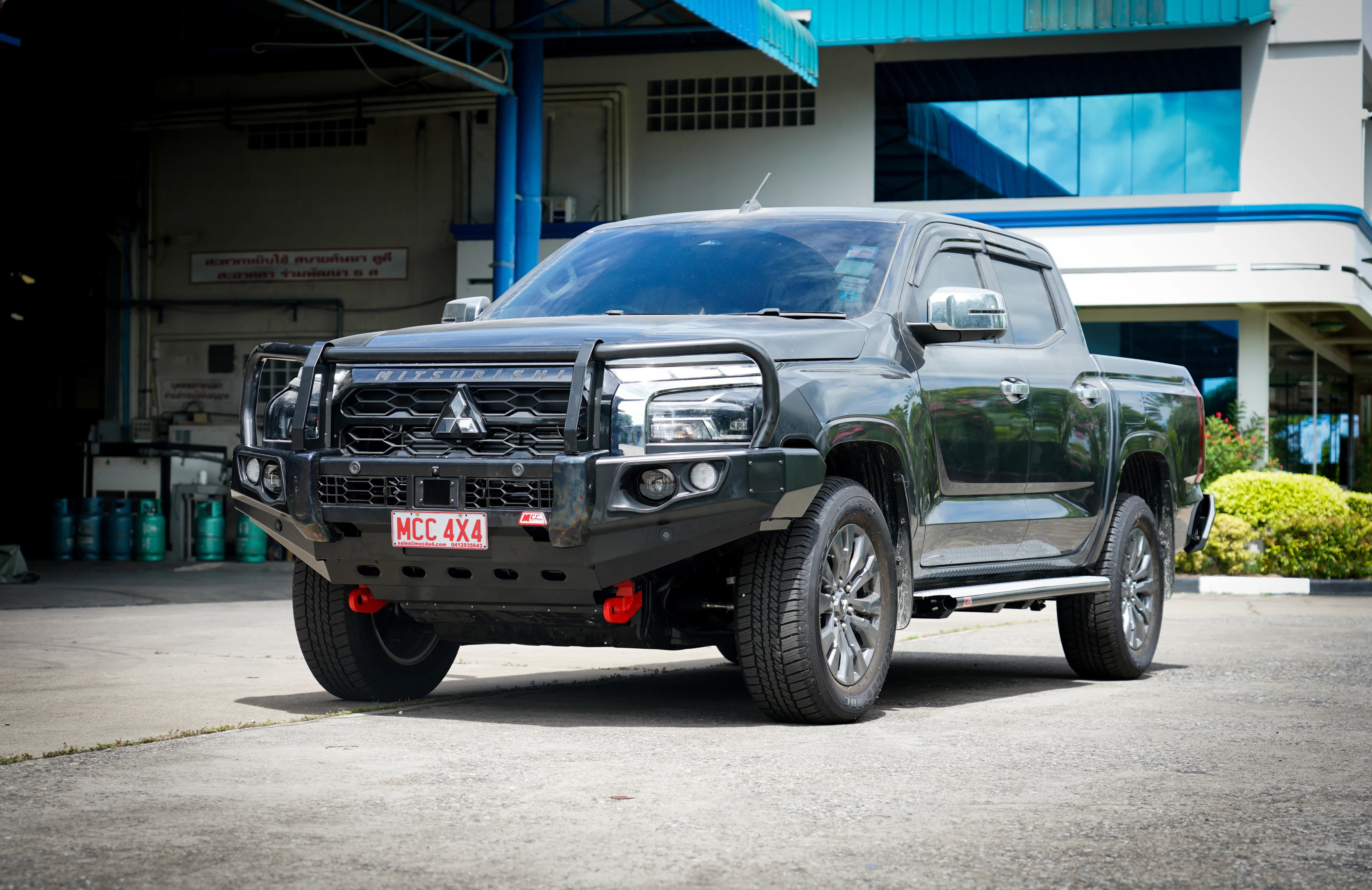 Triton MV 2024-On 707-02 Falcon Bull Bar Black A-Frame Package (LED Foglight) - SKU MCC-02013-702FOGUP