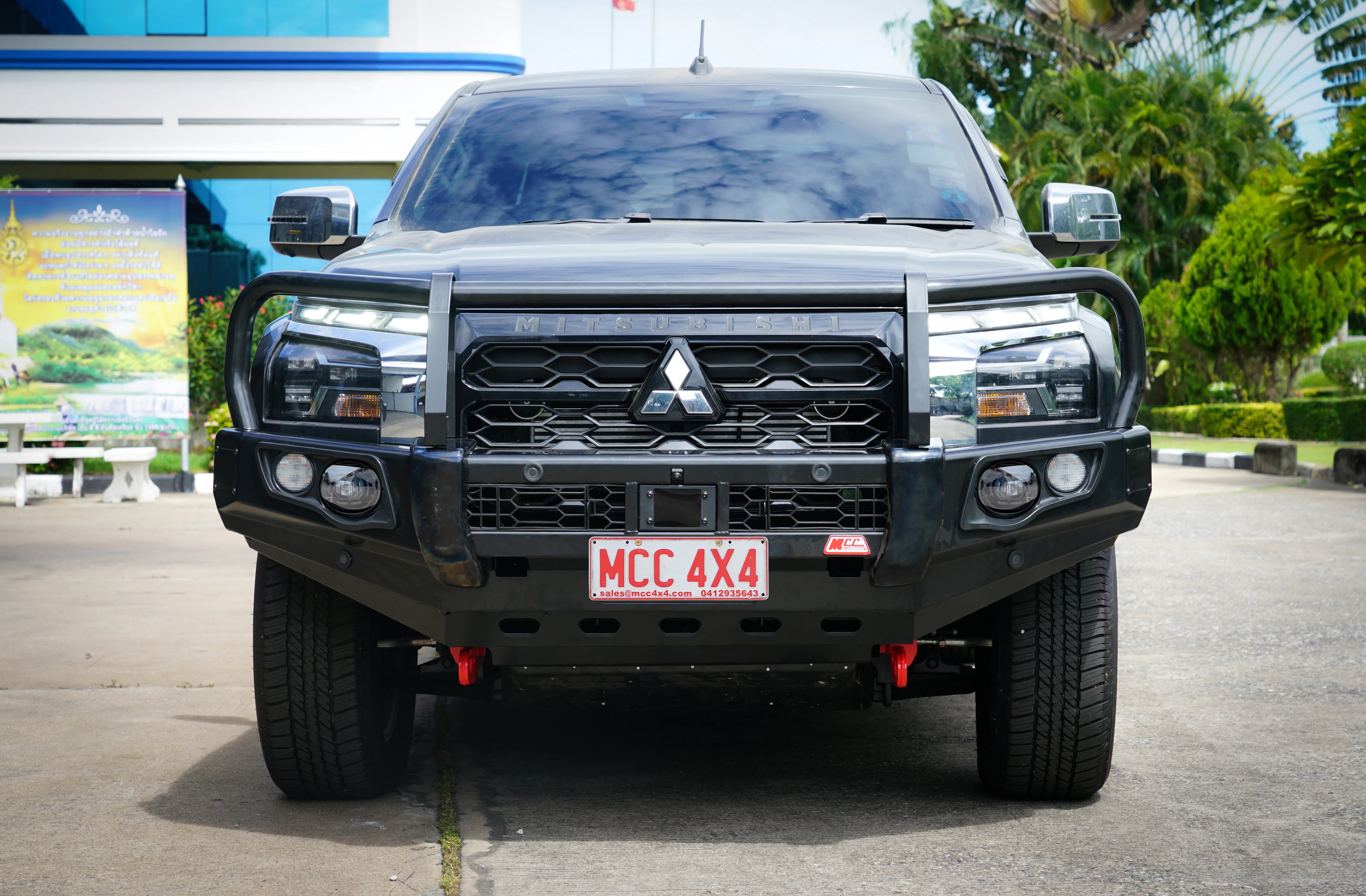 Triton MV 2024-On 707-02 Falcon Bull Bar Black A-Frame Package (LED Foglight) - SKU MCC-02013-702FOGUP
