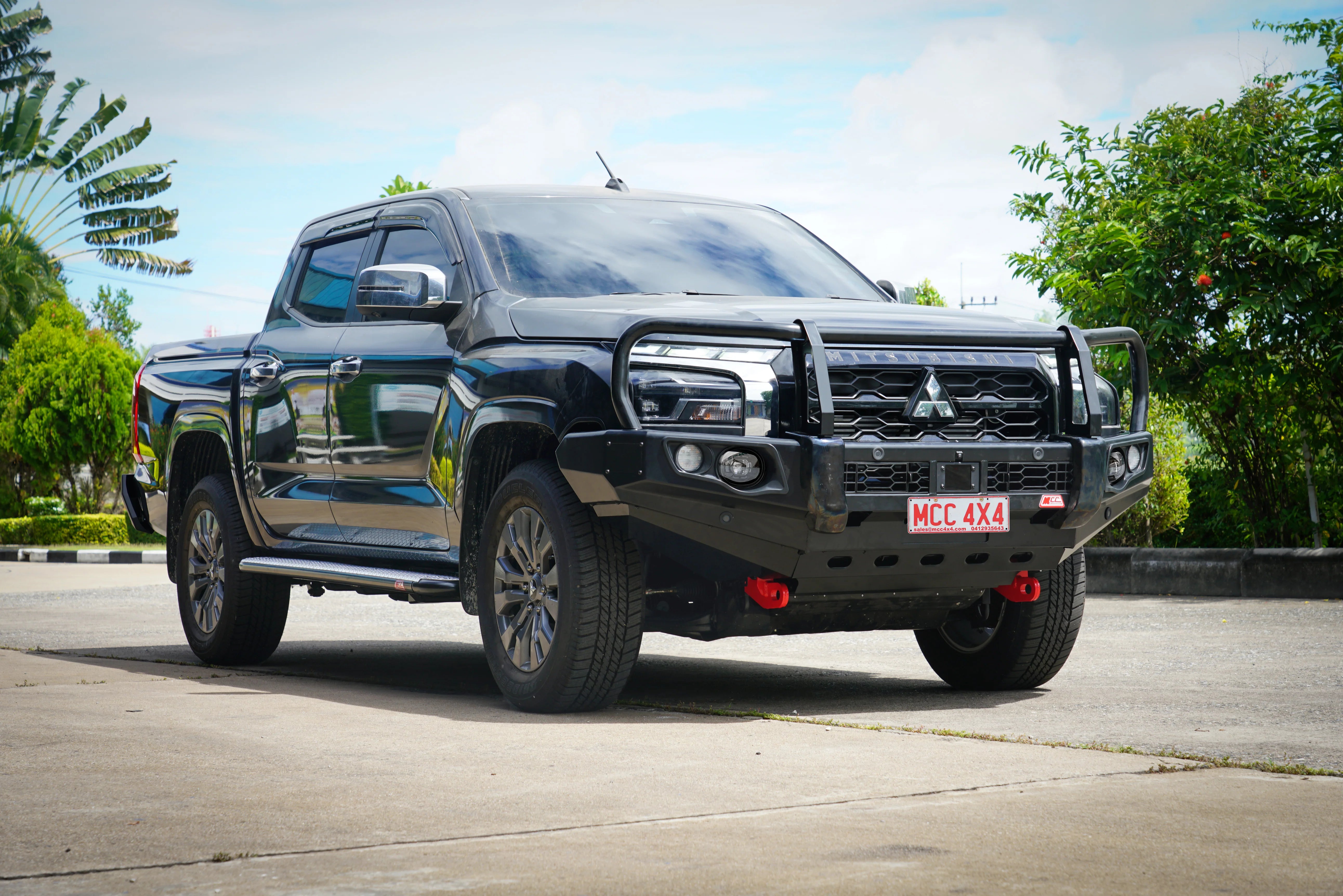 Triton MV 2024-On 707-02 Falcon Bull Bar Black A-Frame Package (LED Foglight) - SKU MCC-02013-702FOGUP