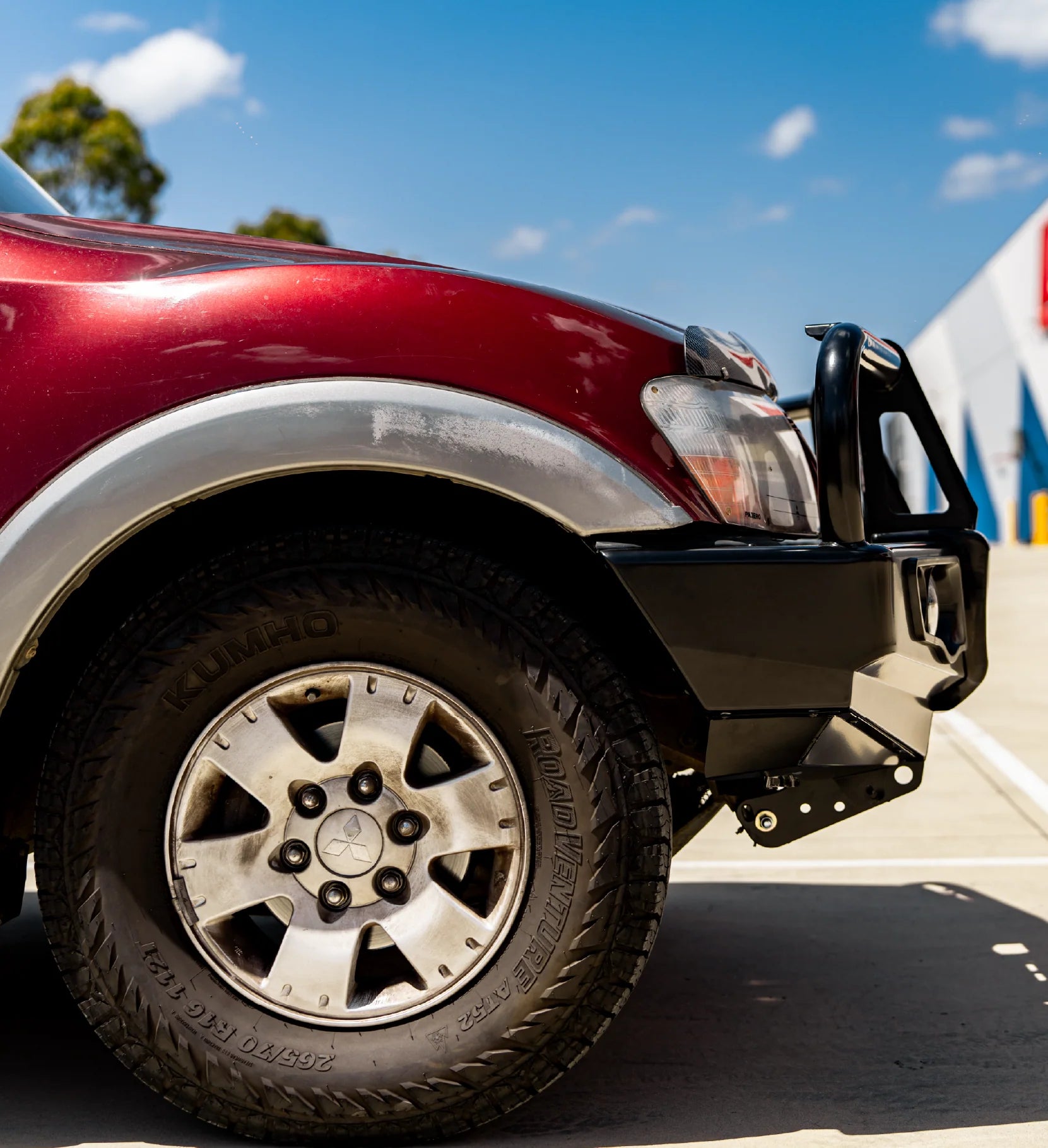 Pajero NM NP 1999-2006 707-02 Falcon Bull Bar Black A-Frame Package (LED Foglight) - SKU MCC-02005-702FOGUP