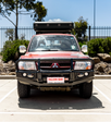 Pajero NM NP 1999-2006 707-02 Falcon Bull Bar Black A-Frame Package (LED Foglight) - SKU MCC-02005-702FOGUP