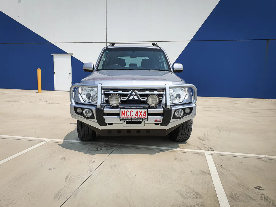 Pajero NS,NX,NT,NW 2006-2021 707-02 Falcon Bull Bar A-Frame Package (LED Foglight) - SKU MCC-02004-702FOGUP