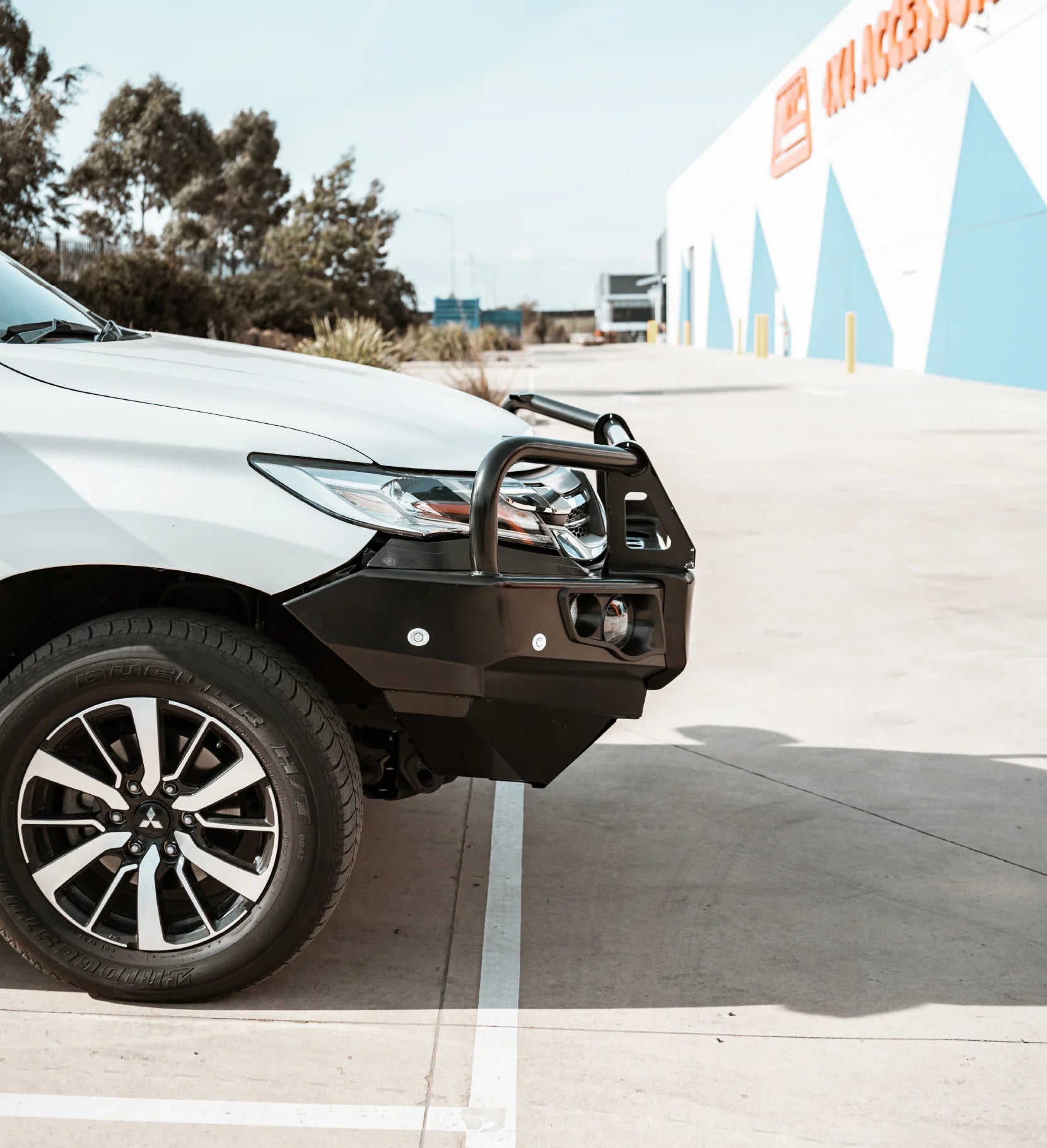 Pajero Sport QE 2015-2020 707-02 Falcon Bull Bar Black A-Frame Package (LED Foglight) - SKU MCC-02010-702FOGUP