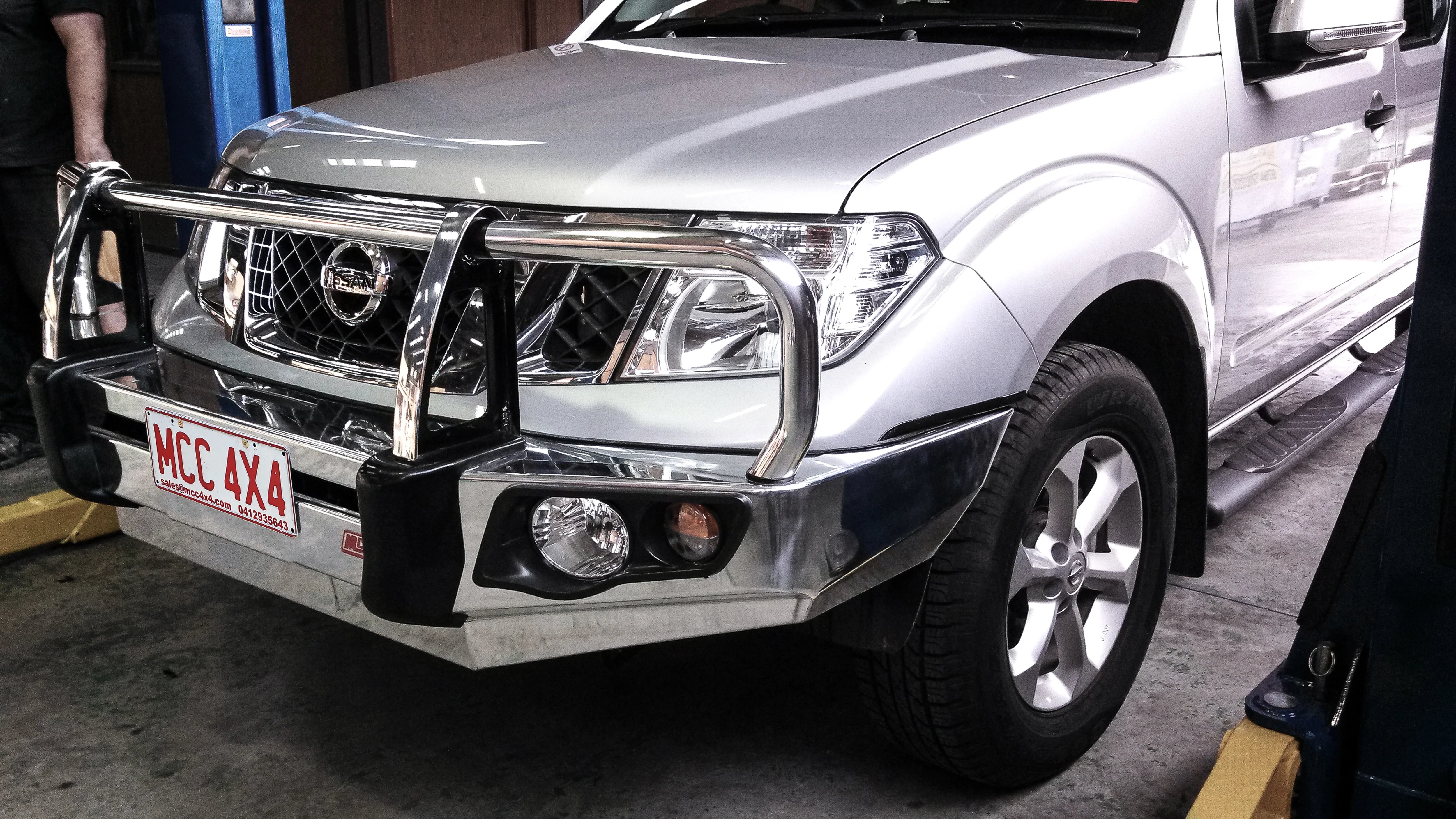 Navara D40 2011-2015 707-02A Alloy Falcon Bull Bar A-Frame Package (LED Foglight) - SKU MCC-03007-702AWFOGUP