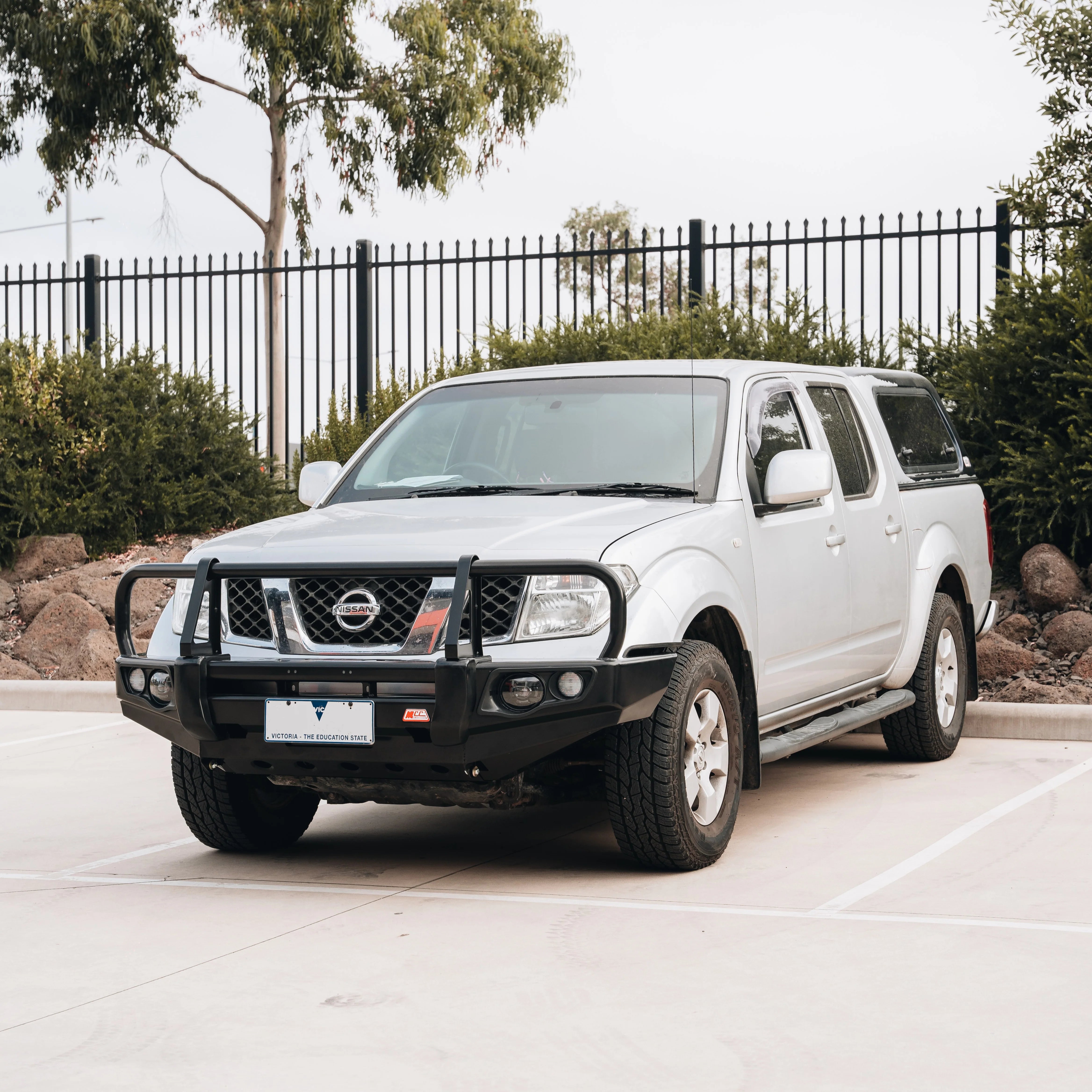 Navara D40 2011-2015 707-02 Falcon Bull Bar Black A-Frame Package (LED Foglight) - SKU MCC-03007-702FOGUP