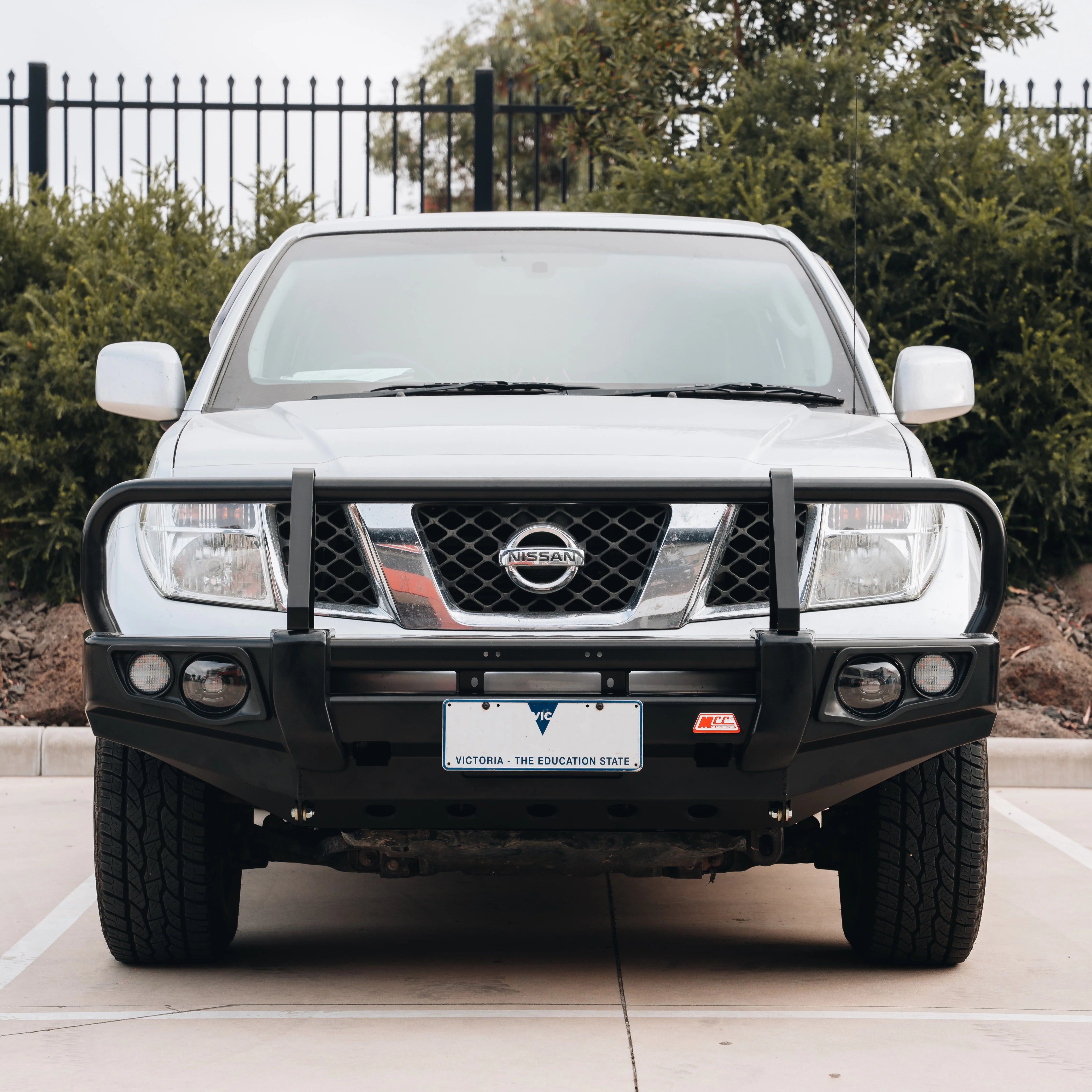 Navara D40 2011-2015 707-02 Falcon Bull Bar Black A-Frame Package (LED Foglight) - SKU MCC-03007-702FOGUP
