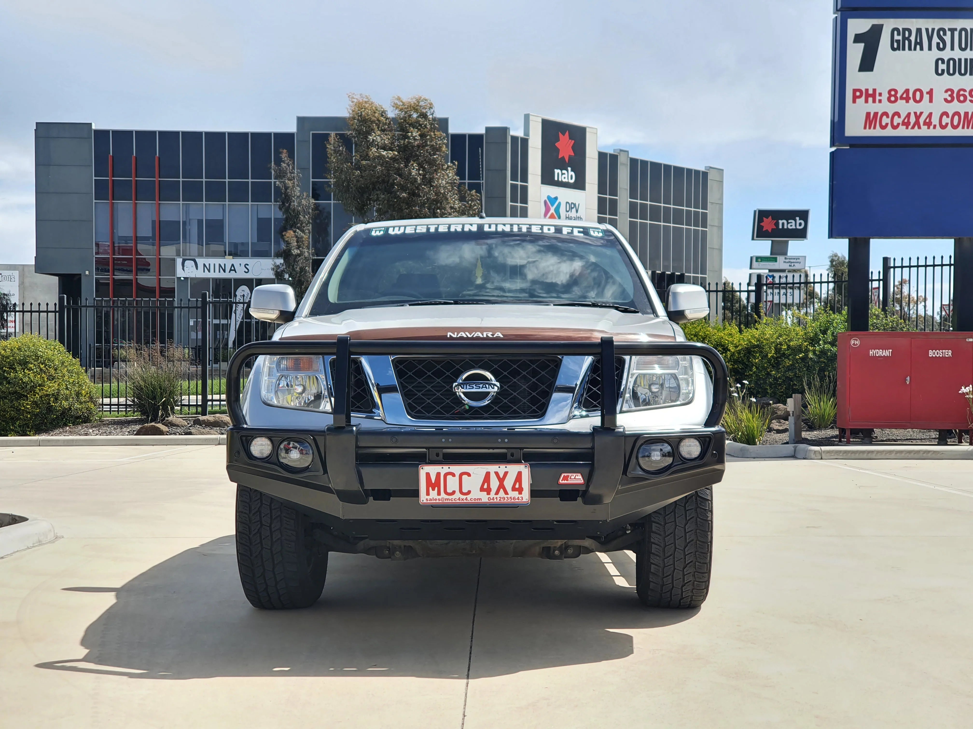 Navara D40 2005-2010 707-02 Falcon Bull Bar Black A-Frame Package (LED Foglight) - SKU MCC-03006-702FOGUP