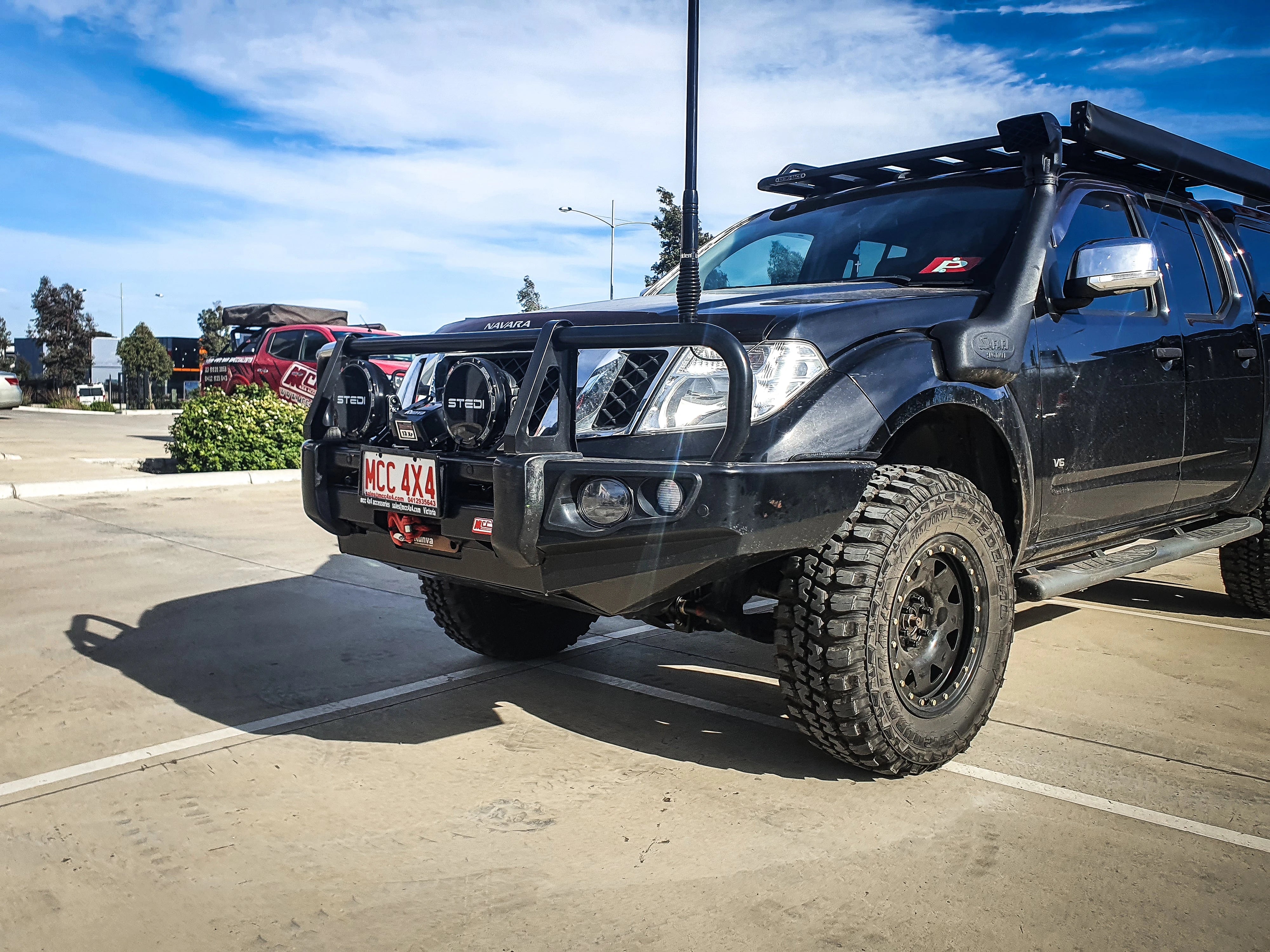 Navara D40 2011-2015 707-02 Falcon Bull Bar Black A-Frame Package (No Foglight) - SKU MCC-03007-702UP