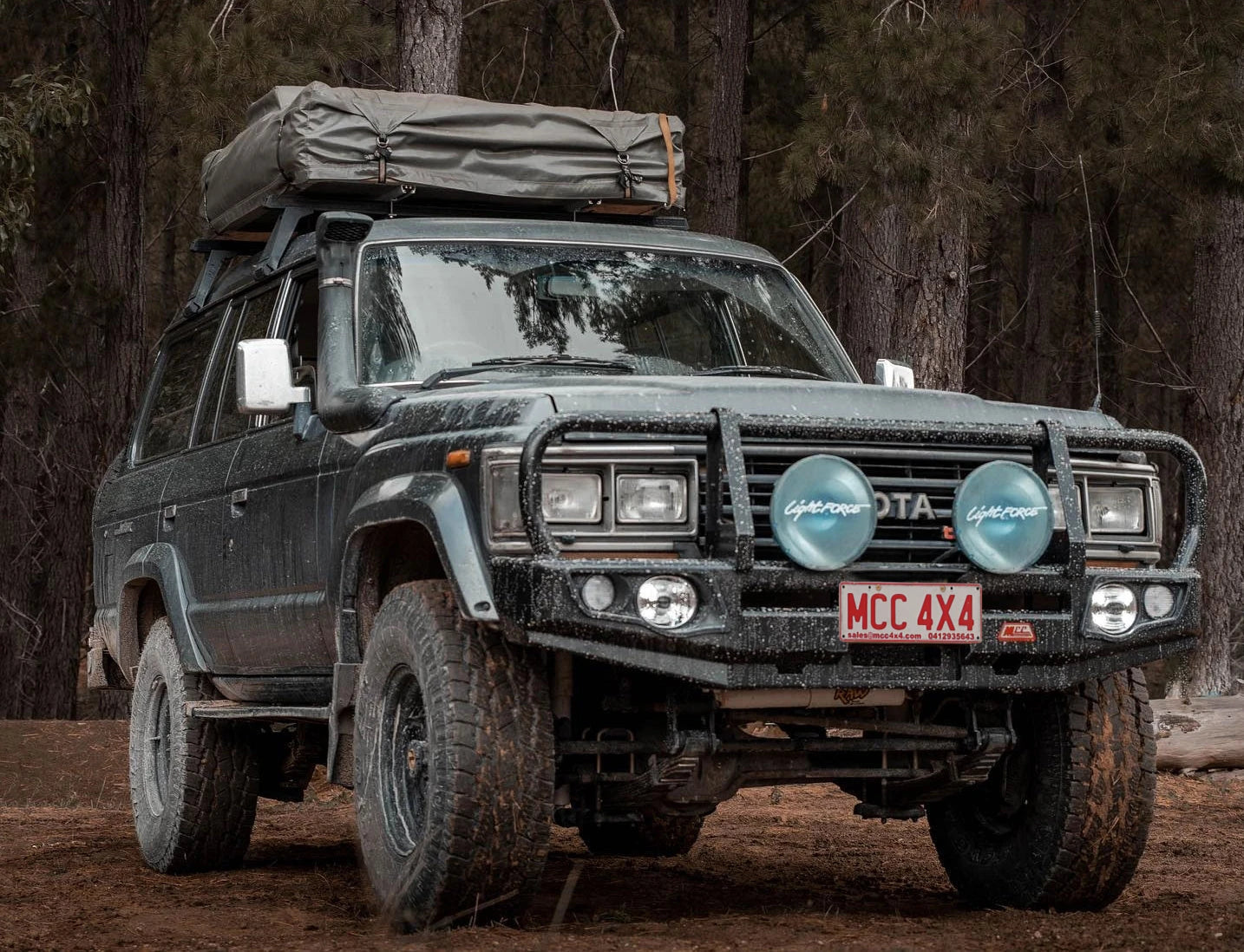 Land Cruiser 60 Series 1980-1990 707-02 Falcon Bull Bar Black A-Frame Package (No Foglight) - SKU MCC-01013-702