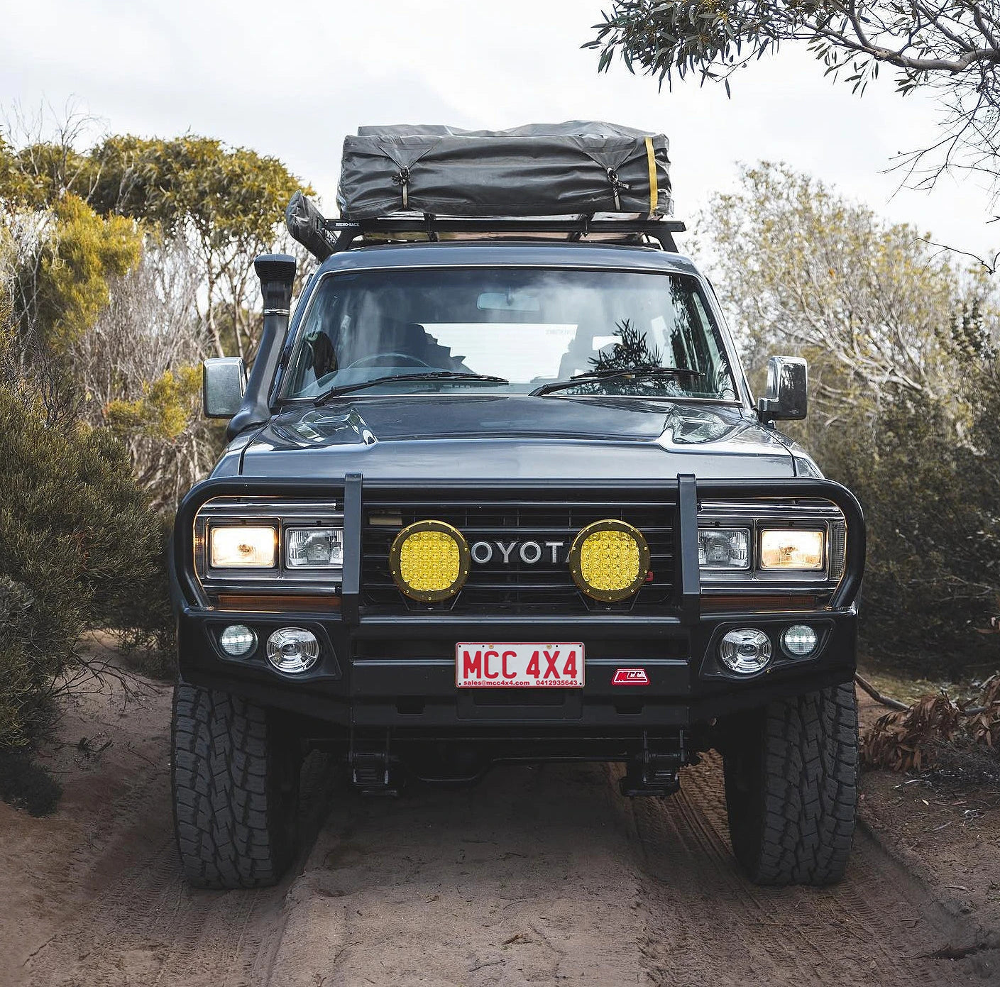 Land Cruiser 60 Series 1980-1990 707-02 Falcon Bull Bar Black A-Frame Package (No Foglight) - SKU MCC-01013-702