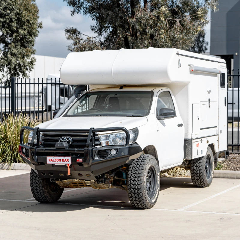 Hilux 2016-2020 Narrow 707-02 Falcon Bull Bar Black A-Frame Package (No Foglight) - SKU MCC-01017-702NUP