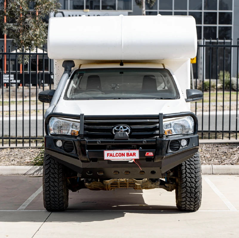 Hilux 2016-2020 Narrow 707-02 Falcon Bull Bar Black A-Frame Package (No Foglight) - SKU MCC-01017-702NUP