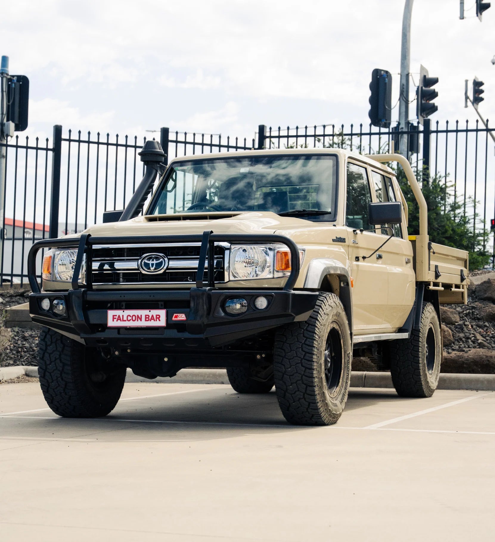 Land Cruiser 70 Series 2007-2023 707-02 Falcon Bull Bar A-Frame Package (LED Foglight) - SKU MCC-01005-702FOGUP