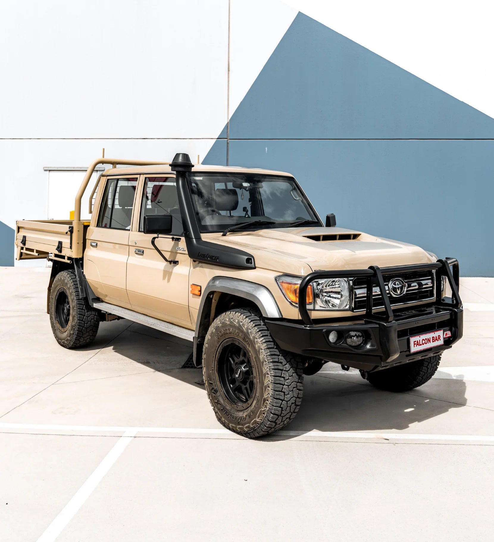 Land Cruiser 70 Series 2007-2023 707-02 Falcon Bull Bar A-Frame Package (LED Foglight) - SKU MCC-01005-702FOGUP